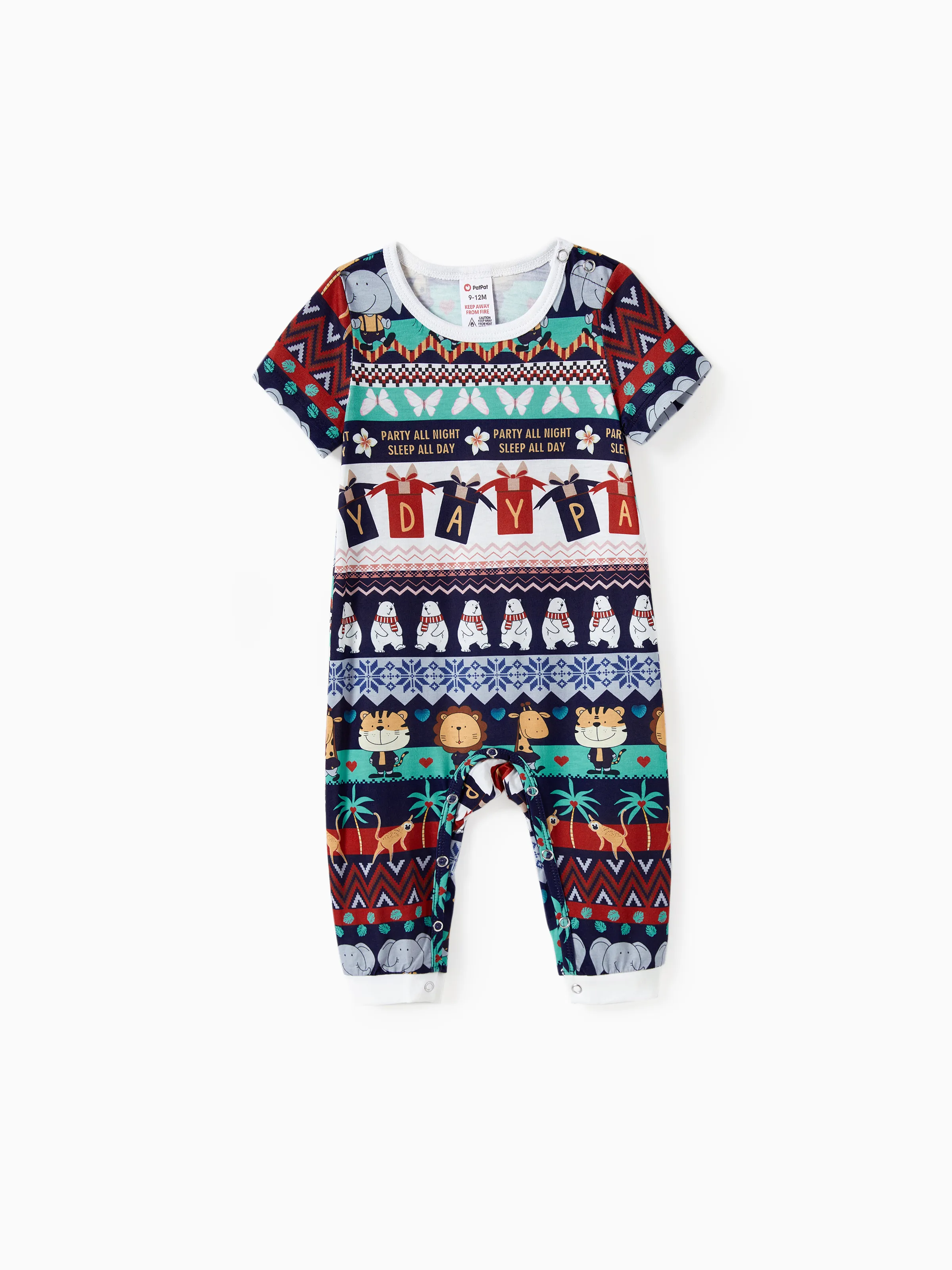 

Family Matching Animal Pattern Letter Print Short Sleeves Pajamas Sets with Pockets