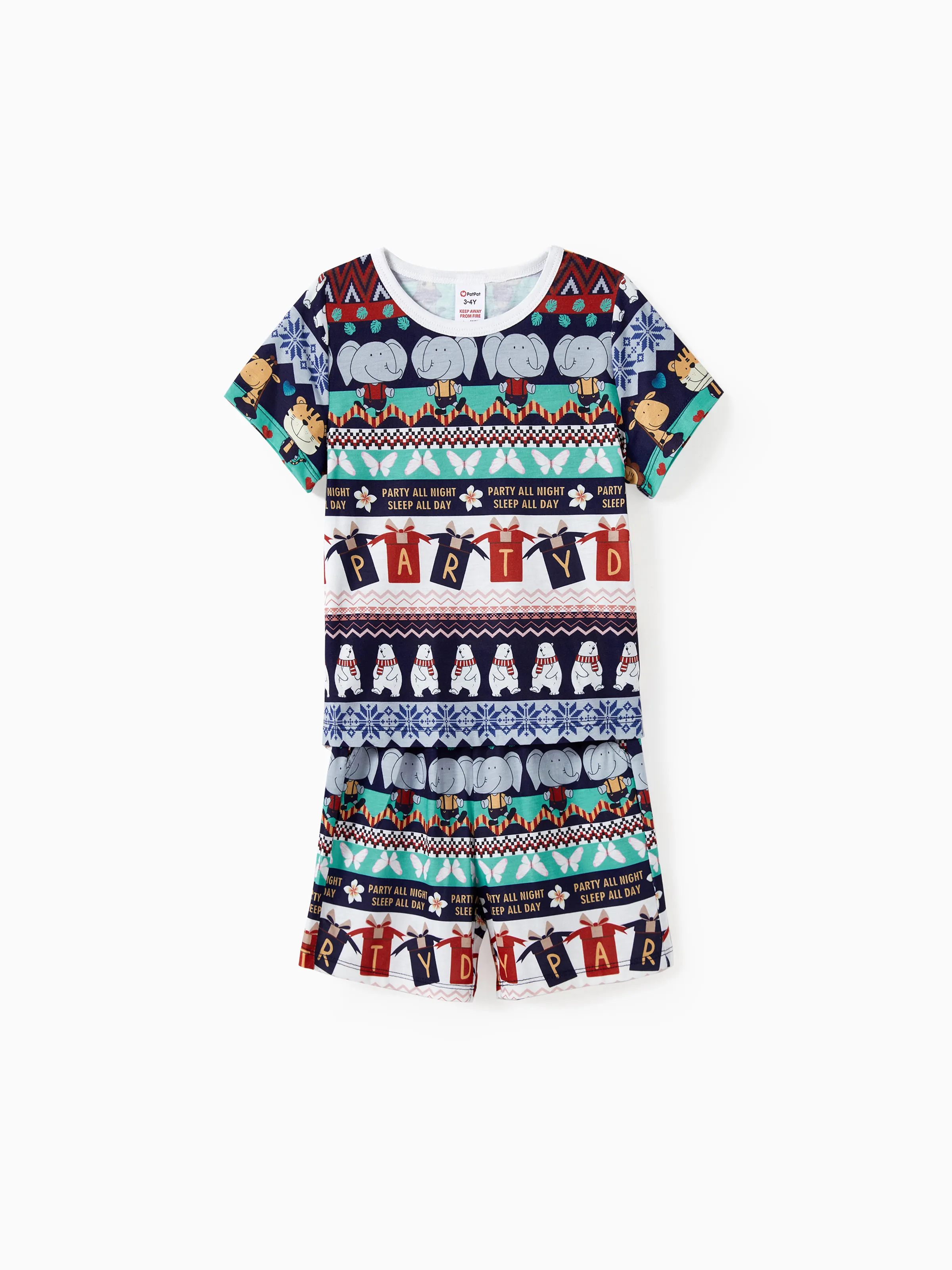 

Family Matching Animal Pattern Letter Print Short Sleeves Pajamas Sets with Pockets