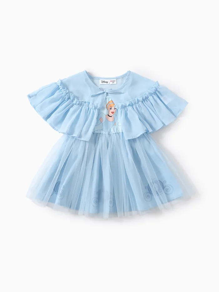 Disney Prinzessin Kleinkind Mädchen Arielle / Schneewittchen / Rapunzel / Tiana 2 Stück Naia™ Charakterdruck Mesh Kleid mit transparentem Umhang Set