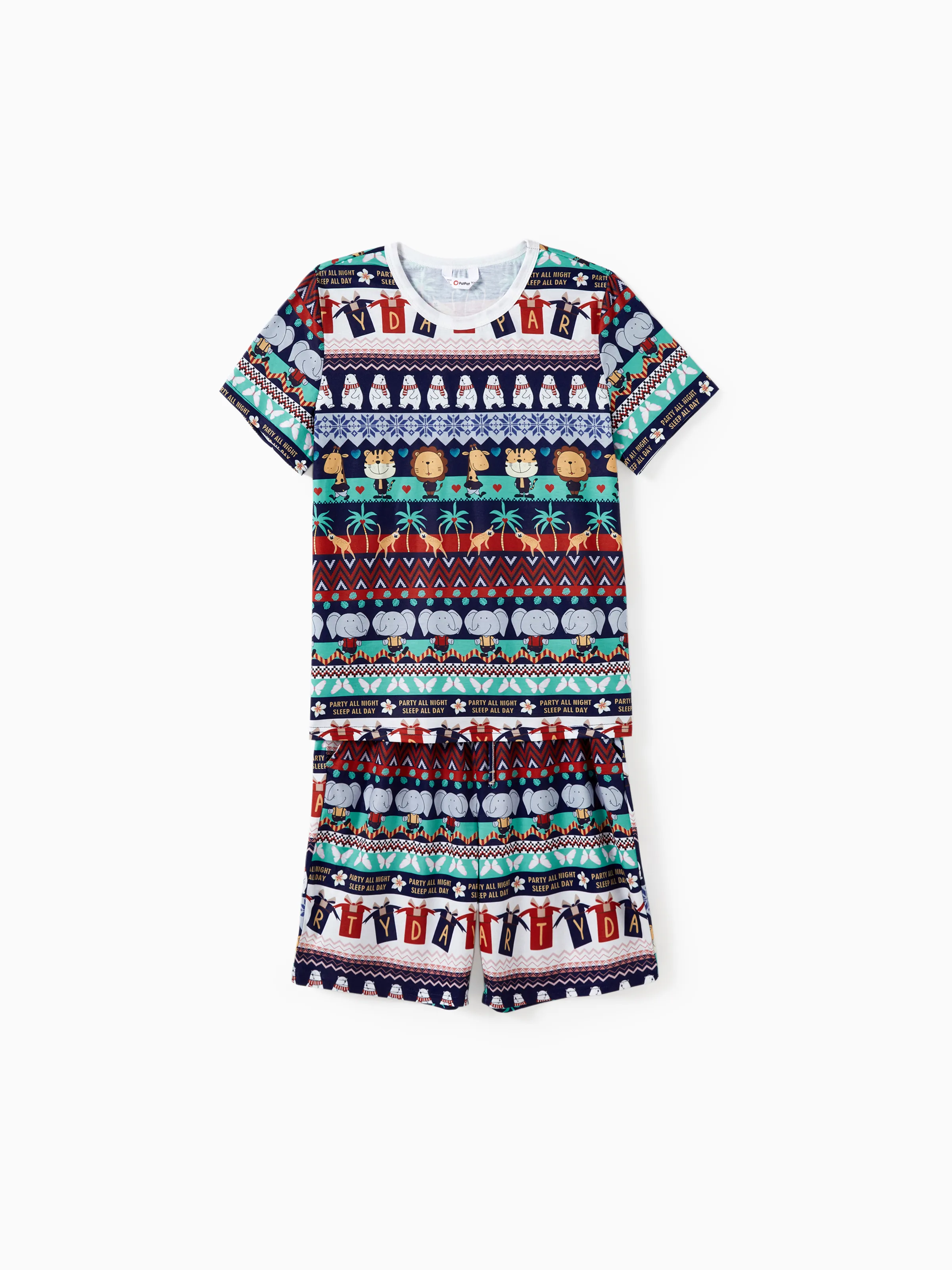 

Family Matching Animal Pattern Letter Print Short Sleeves Pajamas Sets with Pockets