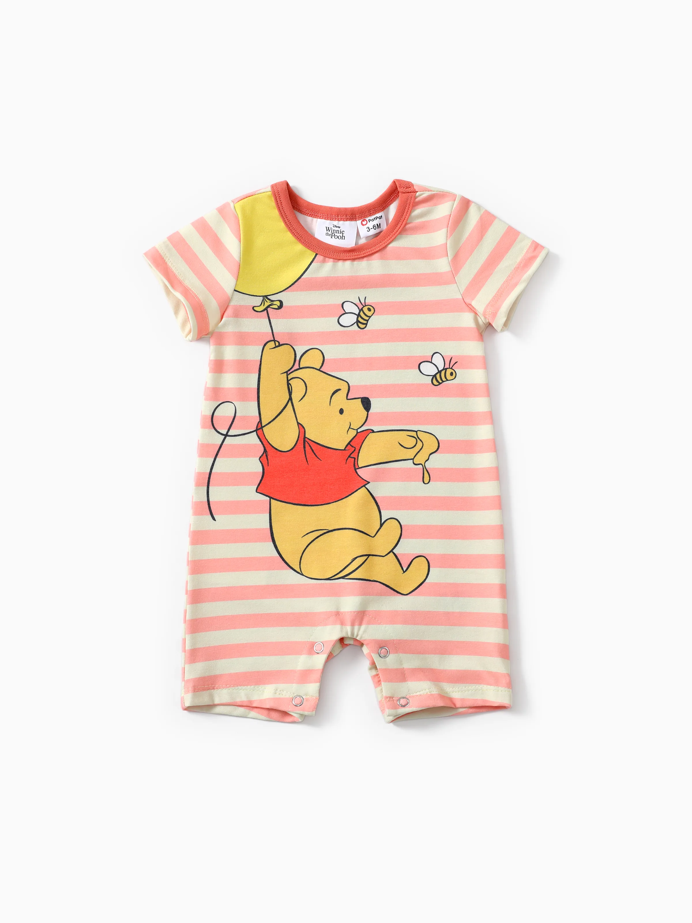 

Disney Winnie the Pooh Baby Girls/Boys 1pc Naia™ Character Stripe Print Short-sleeve Romper