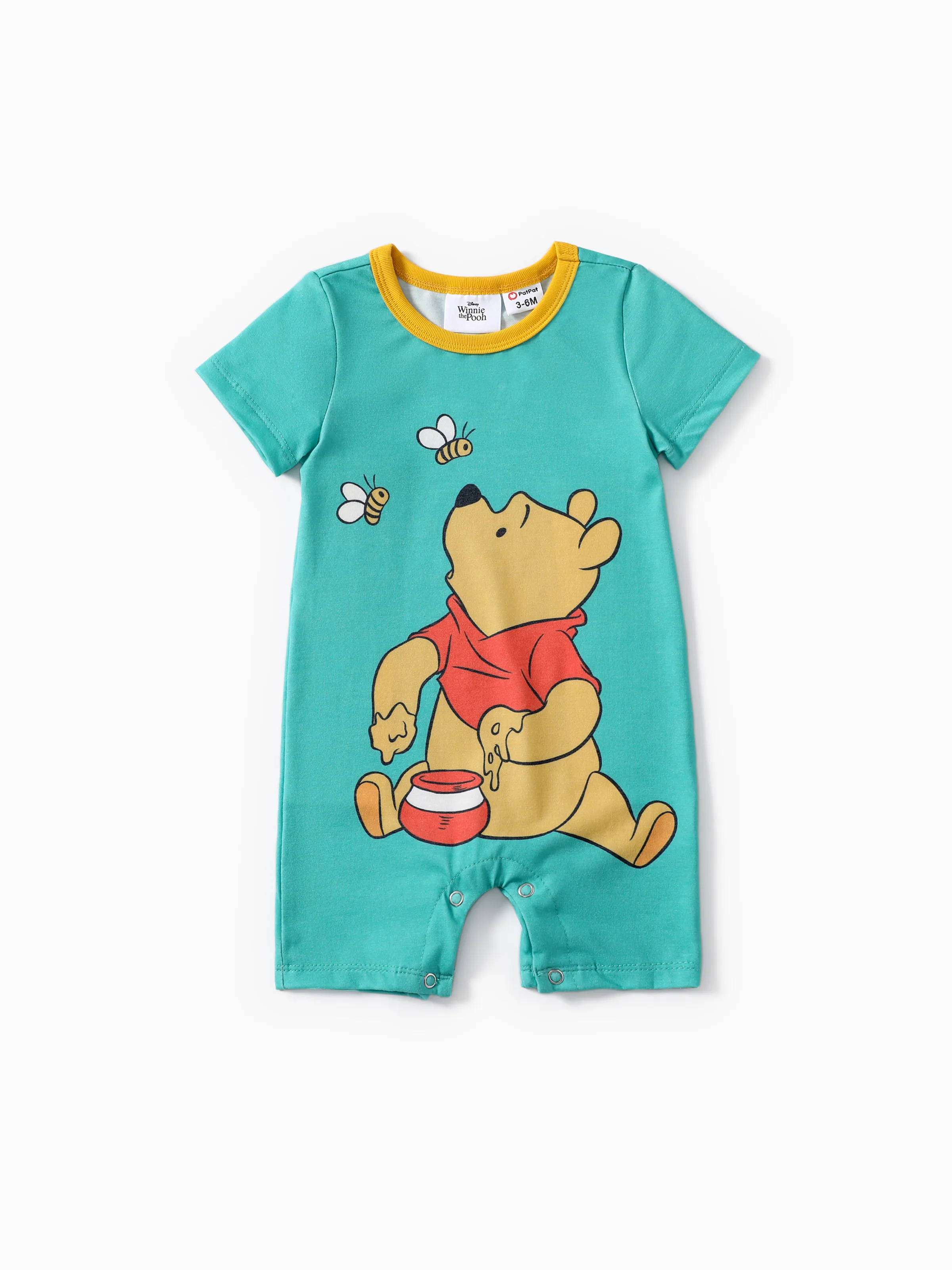 Disney Winnie the Pooh Baby Girls/Boys 1pc Naia™ Character Stripe Print Short-sleeve Romper 