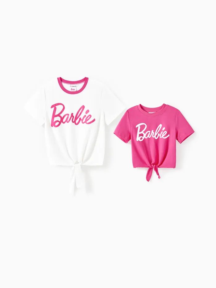Barbie Mommy and Me Sportliches klassisches Barbie-T-Shirt mit Buchstabenknoten aus Baumwolle