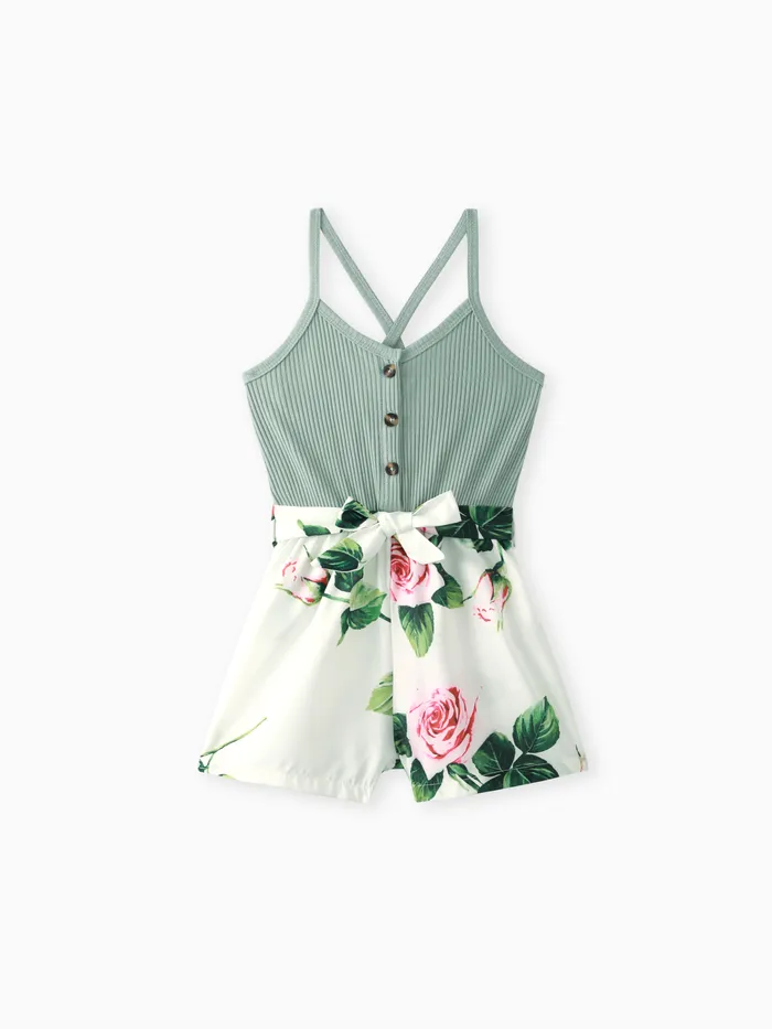 Baby/Toddler Girl Bowknot Floral Jumpsuit