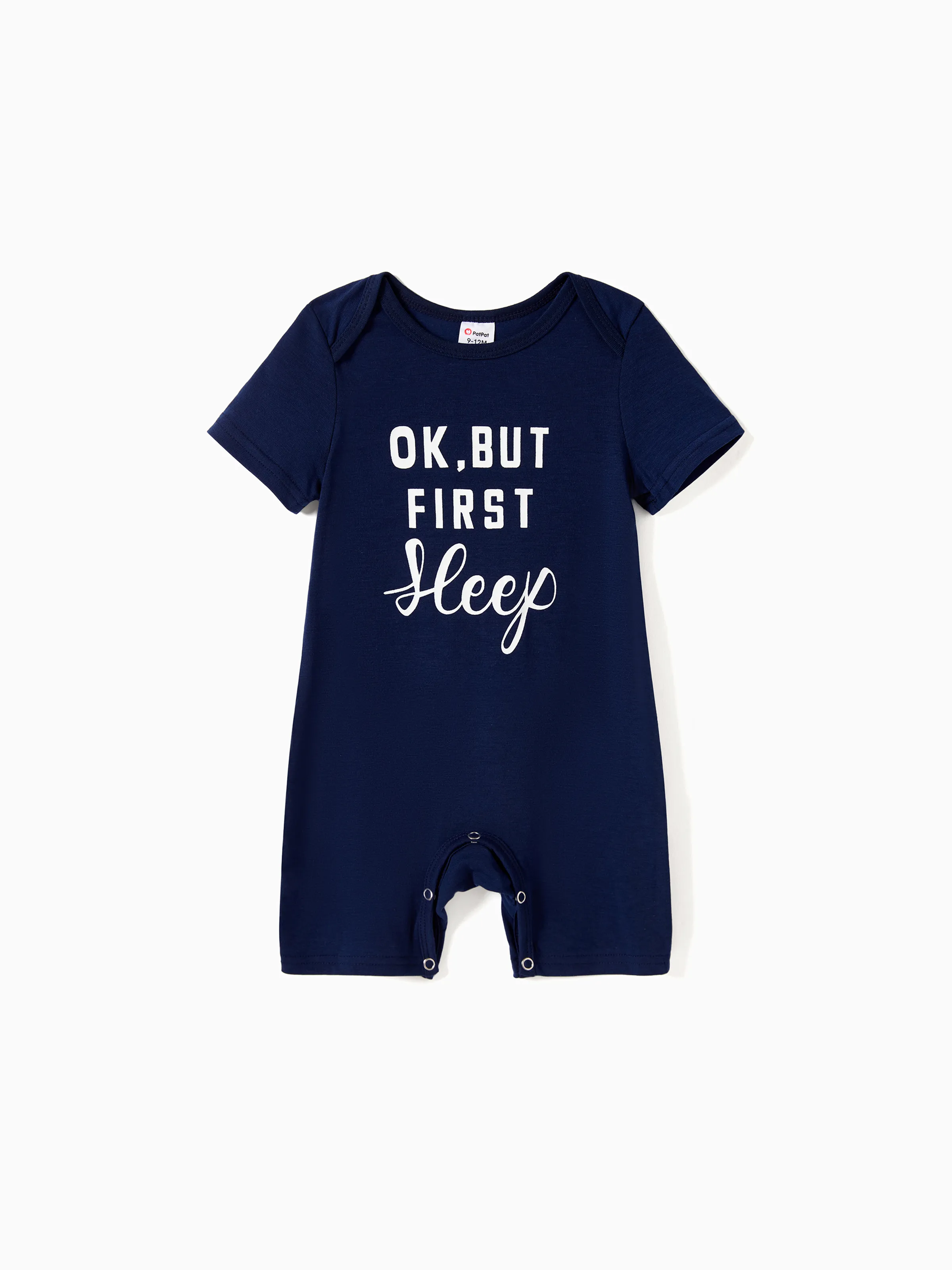 

Family Matching Pajamas Sets Glow in the Dark Slogan Dark Blue Top and Plaid Drawstring Shorts