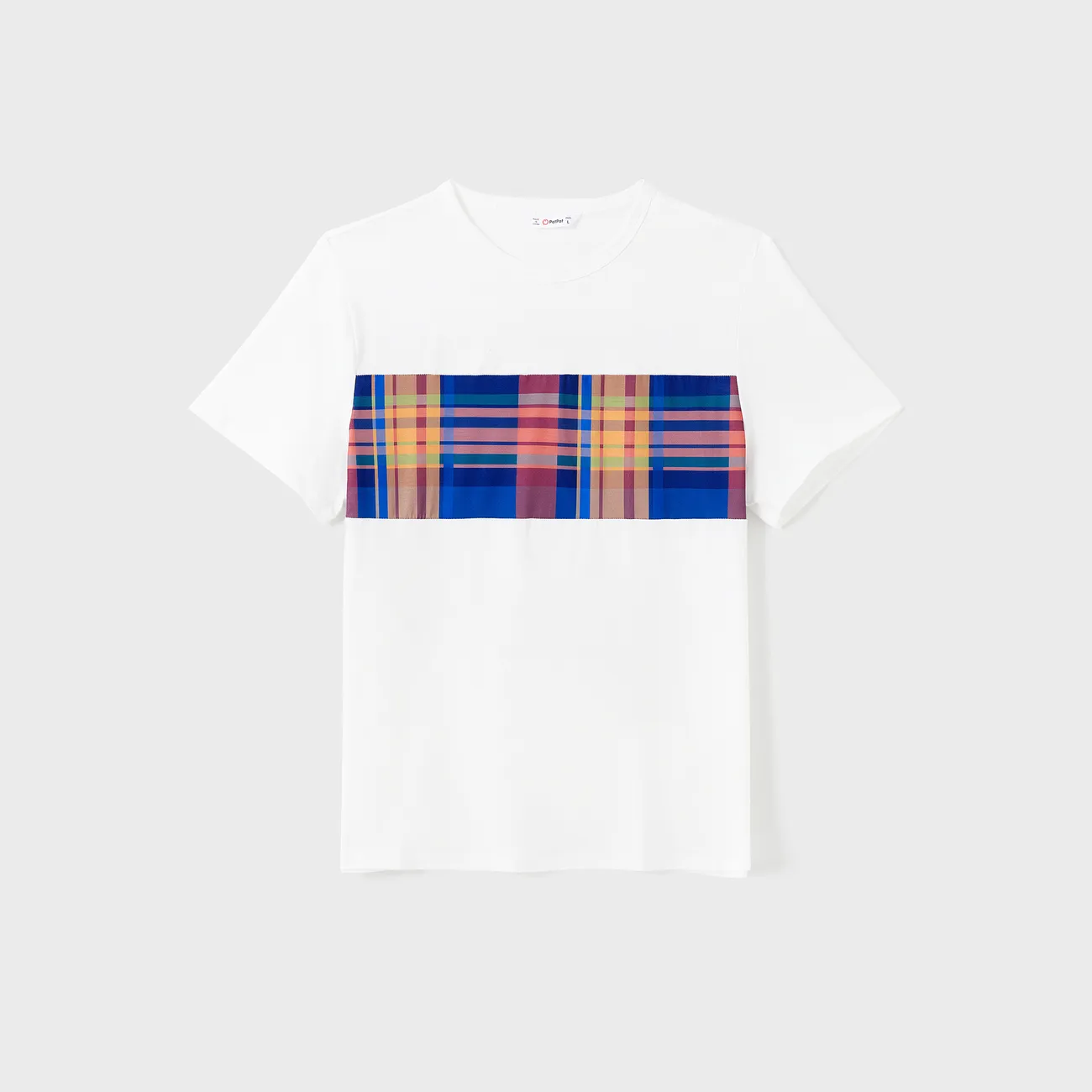 Family Matching Sets Preppy Style Plaid Panel Tee or Ruched Design Drawstring Side Bodycon Strap Dress