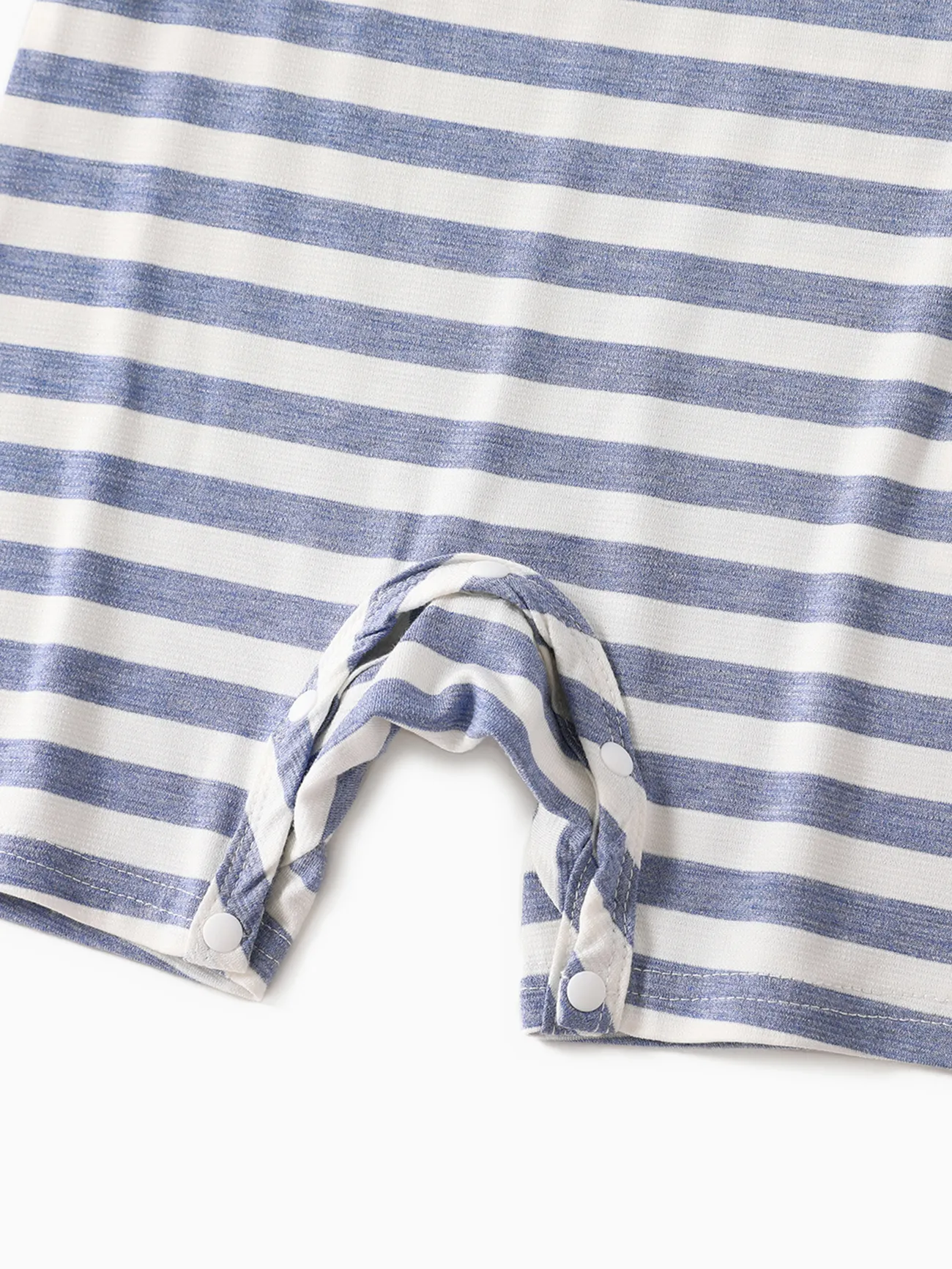 Baby Boy - Family Matching Sets Short-sleeve T-shirts or Blue Striped V Neck Drop Shoulder Button Up Belted Dresses with Pockets - Blue - image 13