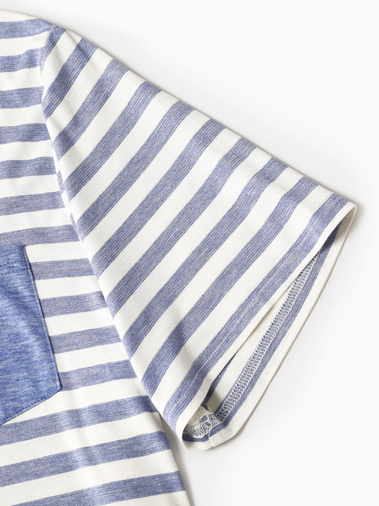 Men - Family Matching Sets Short-sleeve T-shirts or Blue Striped V Neck Drop Shoulder Button Up Belted Dresses with Pockets - Blue - image 19