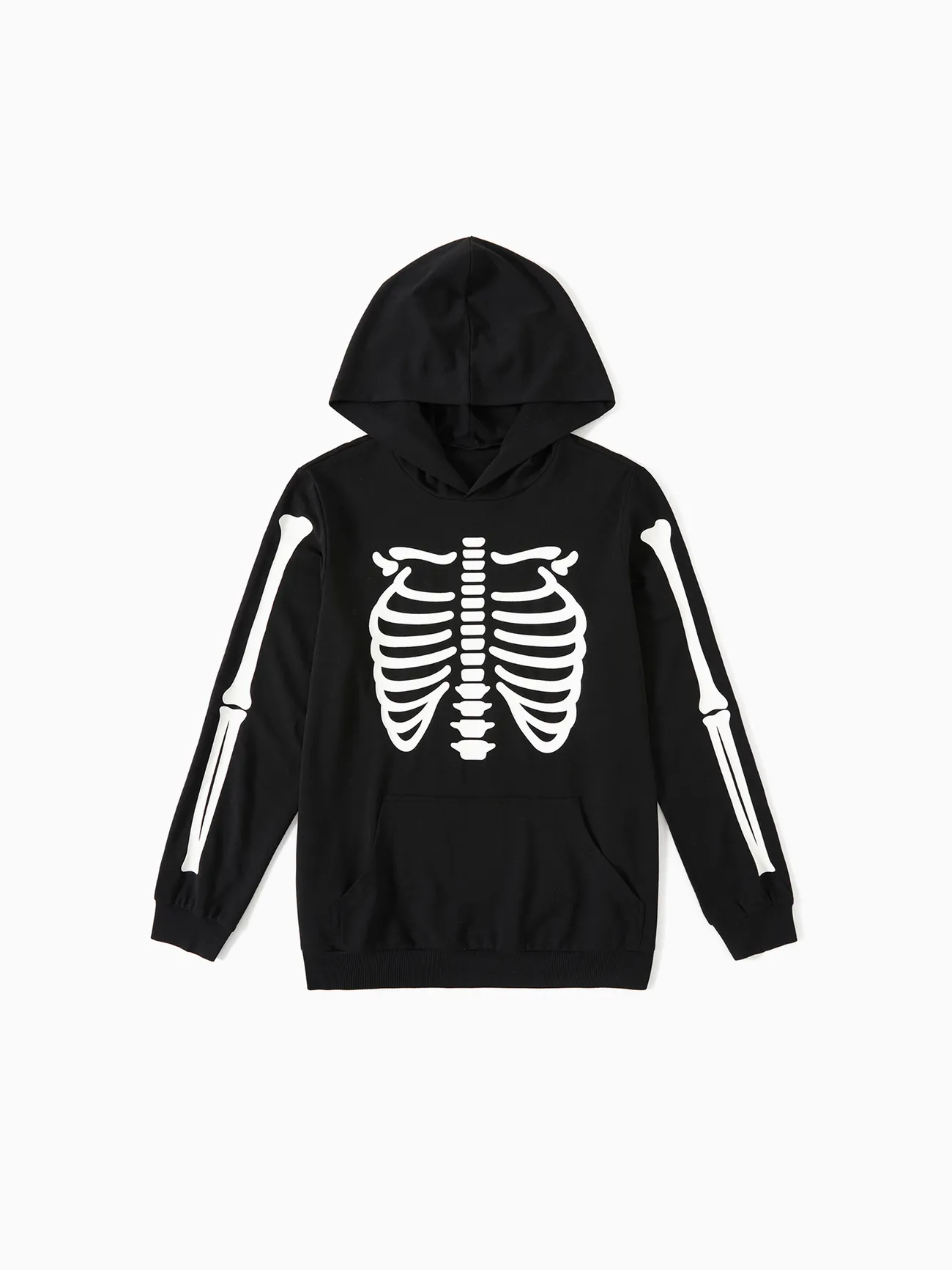 

Halloween Glow In The Dark Skeleton Print Black Family Matching Long-sleeve Hoodies