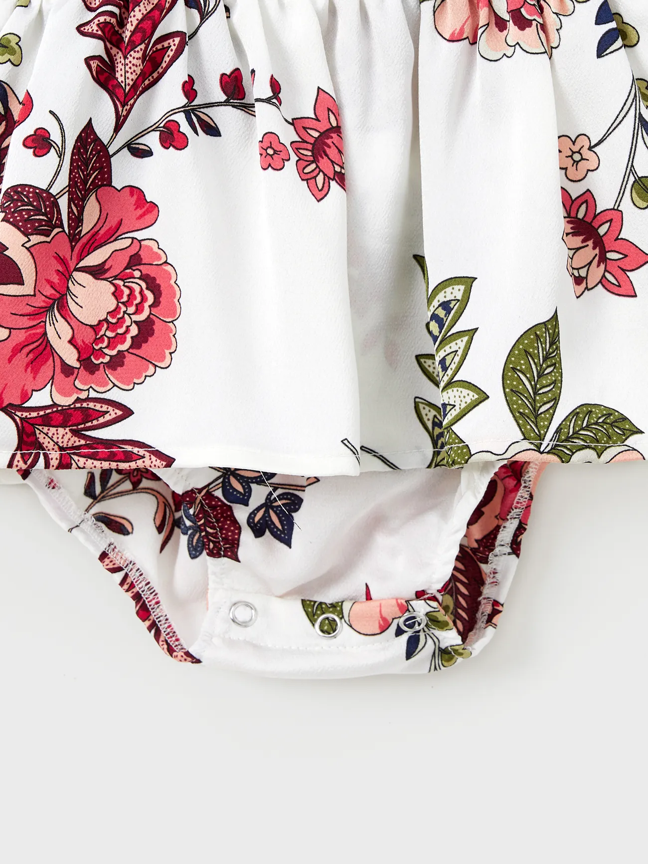 Baby Girl - Mommy and Me Matching White Dresses Floral Print Ruffle Trim (Short Sleeves) - White - image 13