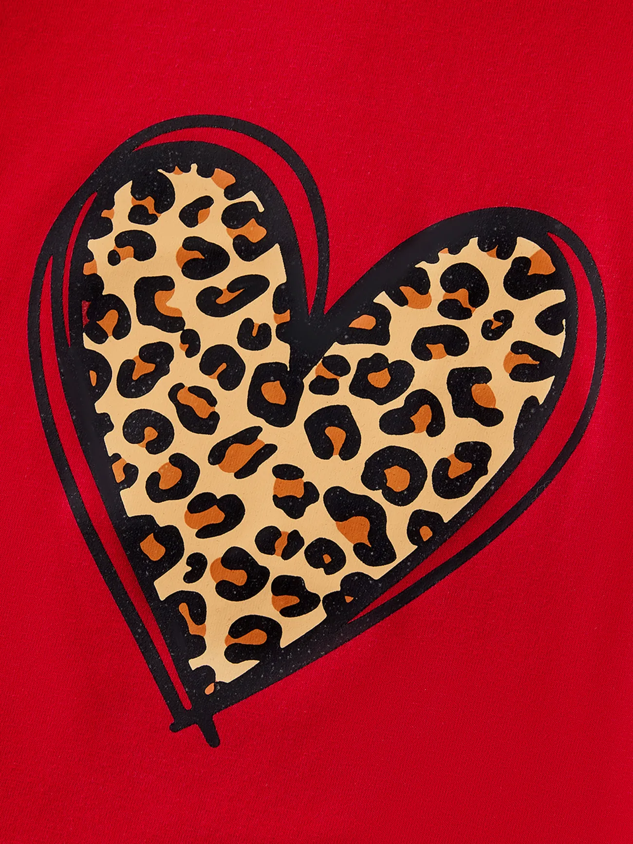 Baby Girl - Mommy and Me Leopard Heart T-shirts Red (Cotton) - Red - image 11