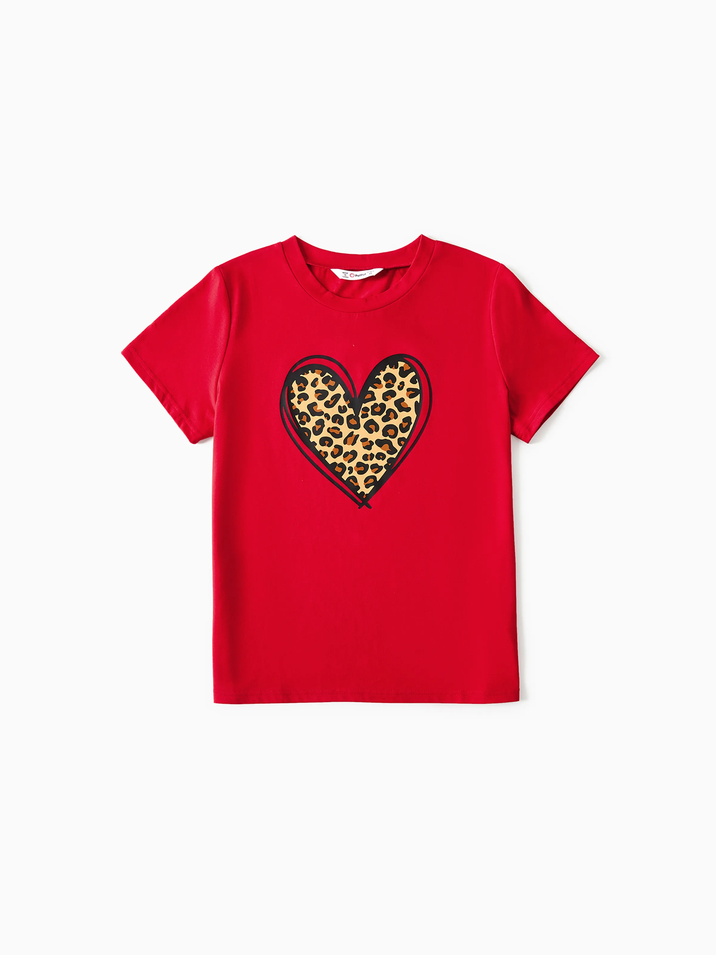 

Mommy and Me Cotton Short-sleeve Leopard Heart Print Red T-shirts