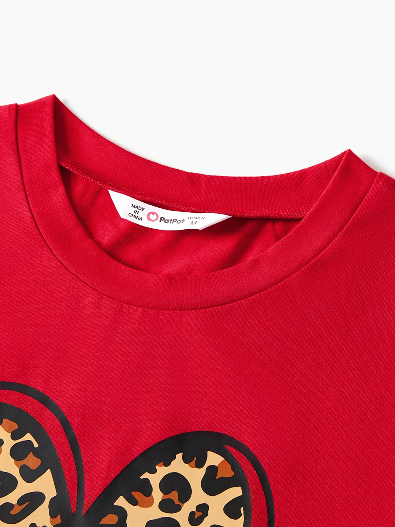 Women - Mommy and Me Leopard Heart T-shirts Red (Cotton) - Red - image 3