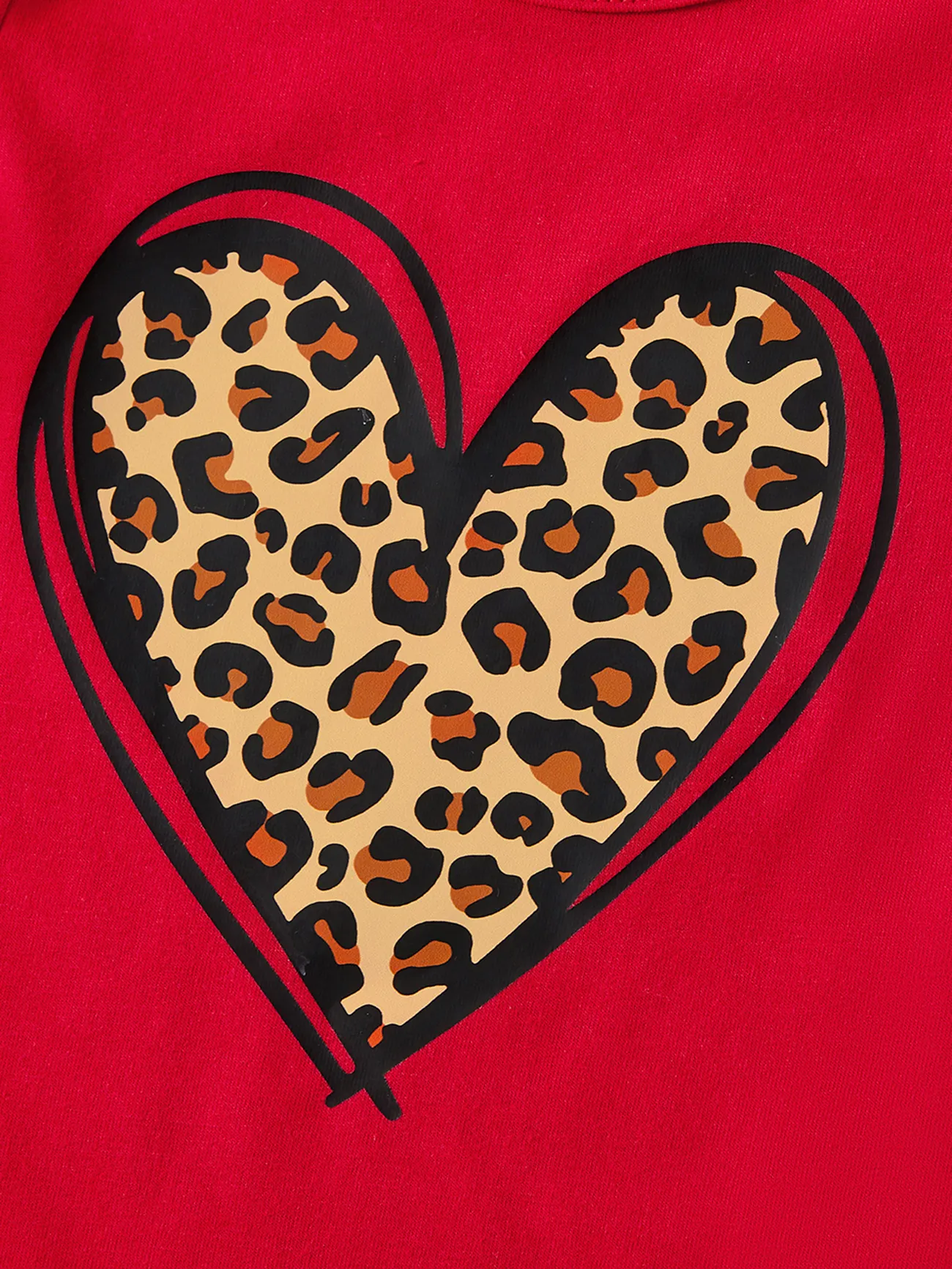 Women - Mommy and Me Leopard Heart T-shirts Red (Cotton) - Red - image 4