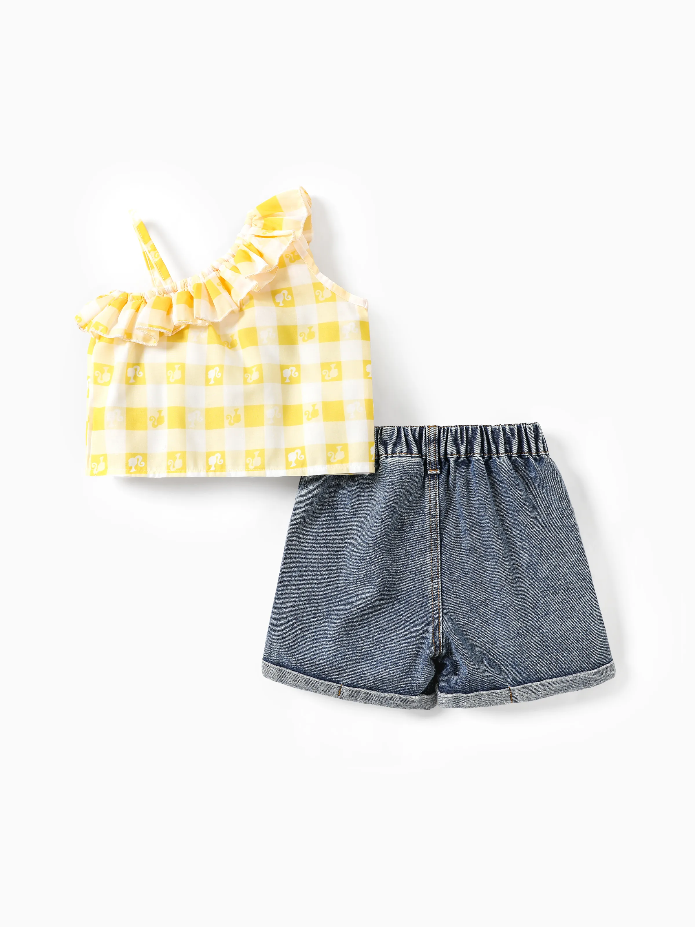 Kids Blue Checkered Denim Shorts