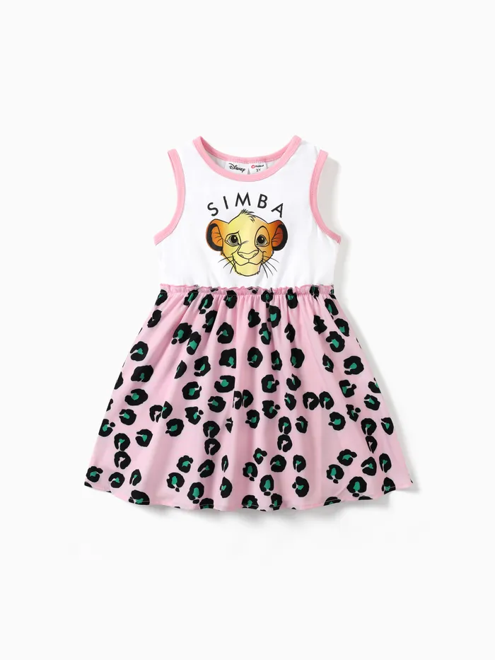 Disney Leão Rei Simba 1pc Crianças Meninas Zebra / Leopardo Print Tank Dress