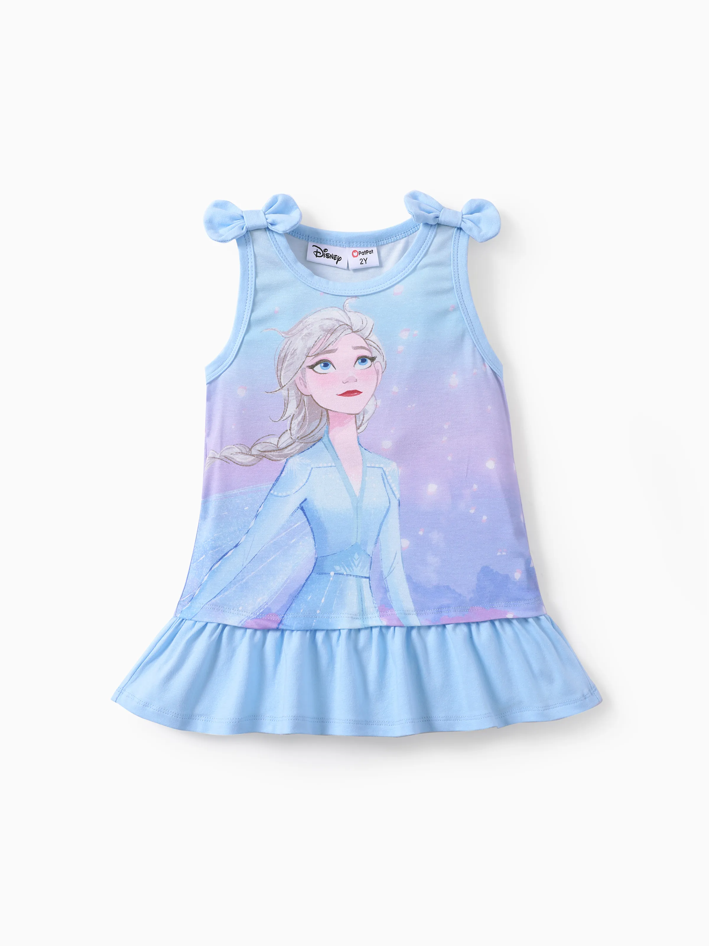 

Disney Frozen Toddler Girls Elsa 1pc Toddler Girl Gradient Character Print Bowknot Tank Top