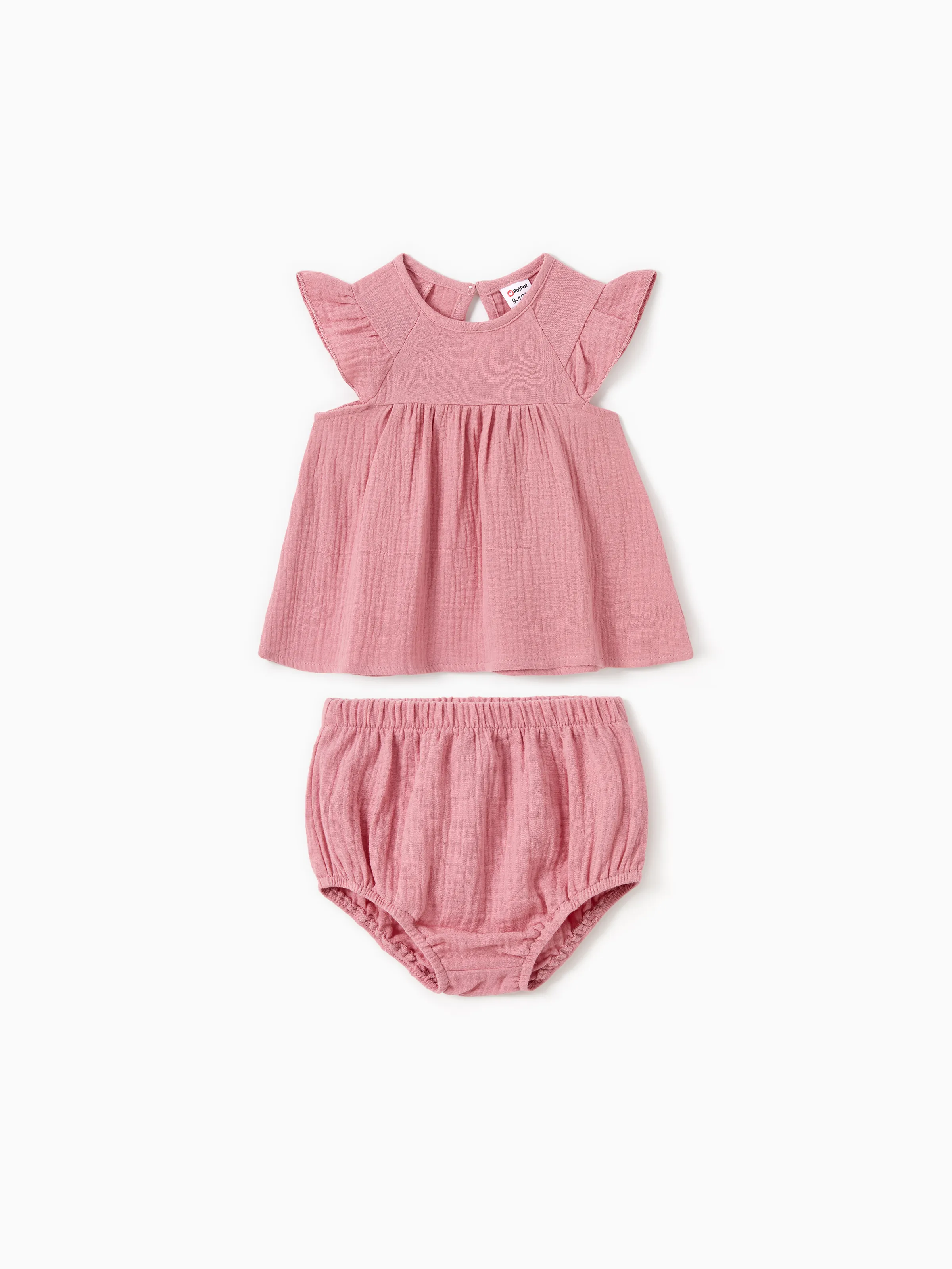 

Mommy and Me Matching Pink Button Up Belted Ruffle Trim High-Low Dresses