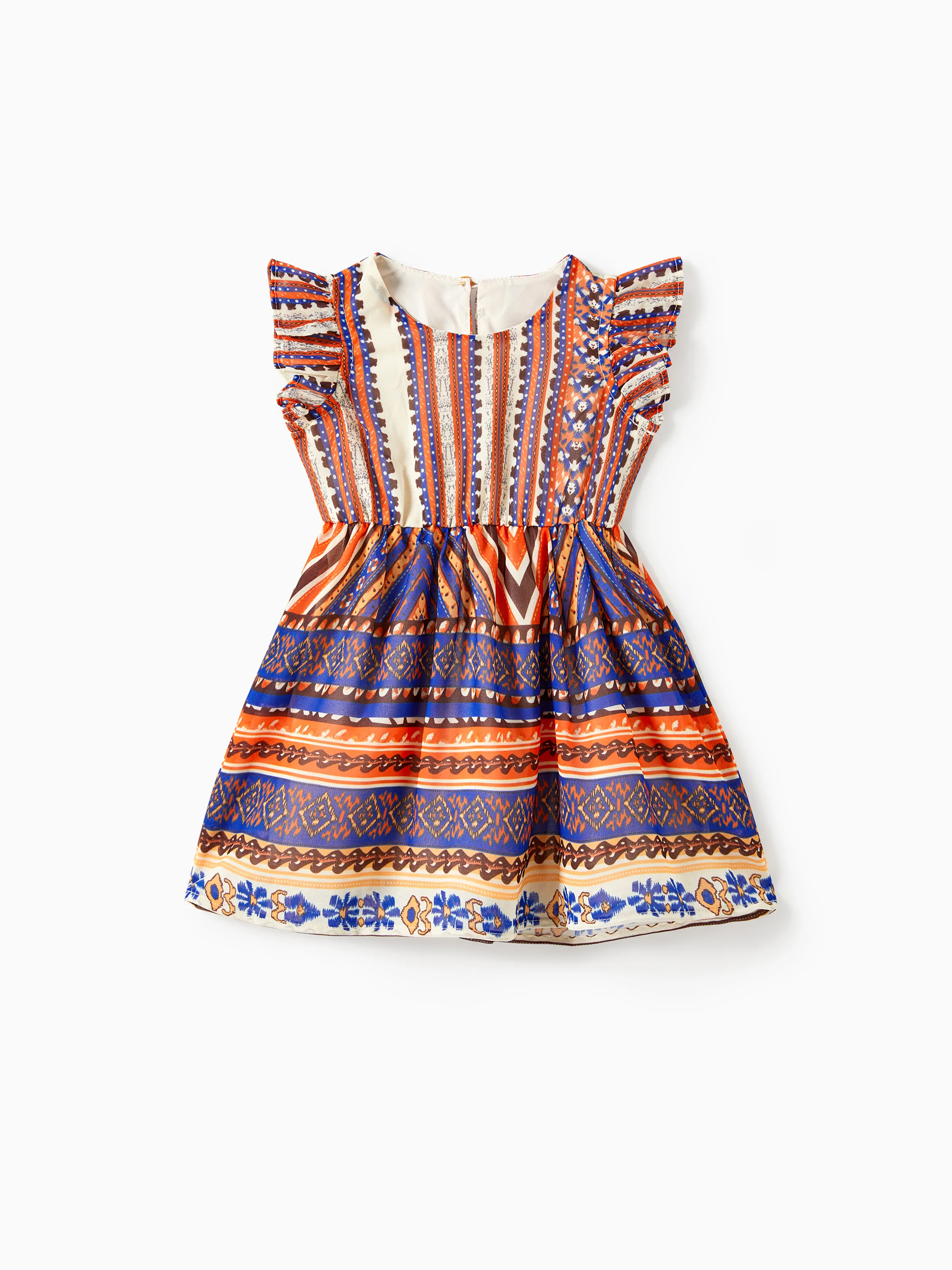 

Mommy and Me Vertical Stripe Boho Style Ruffle Hem Dress