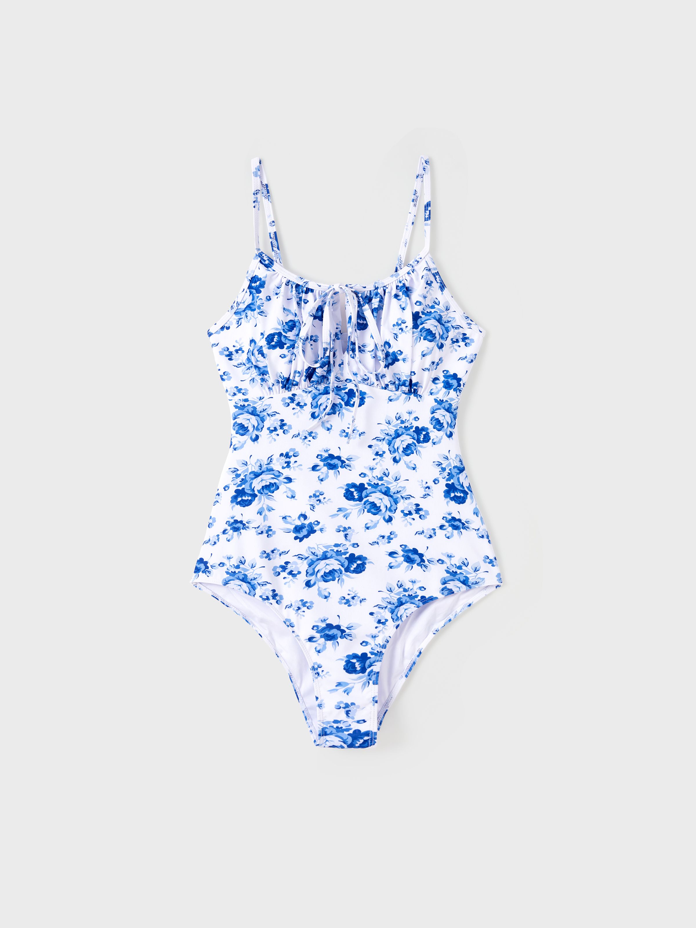 

Family Matching Color Block Drawstring Swim Trunks or Floral Ruched One-Piece Swimsuit