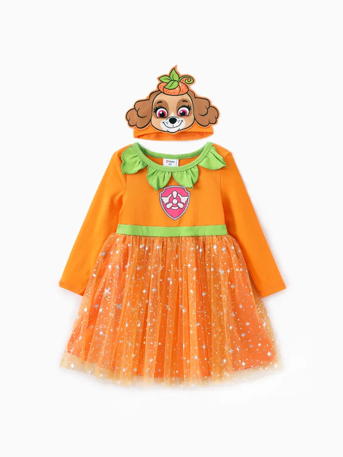 Paw Patrol Toddler Girl 2pcs Skye Halloween Robe De Tulle À Manches Longues Et Sac Ou Chapeau Ensemble 