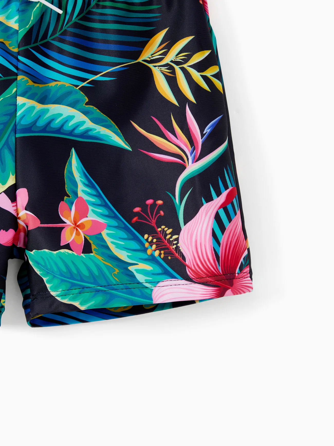 Boy - Matching Family Swimsuits Black Plant Print- Crisscross One-Piece Swimwear and Swim Trunk - Black - image 15
