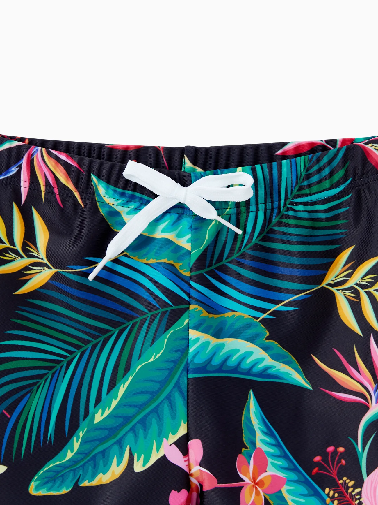 Boy - Matching Family Swimsuits Black Plant Print- Crisscross One-Piece Swimwear and Swim Trunk - Black - image 14