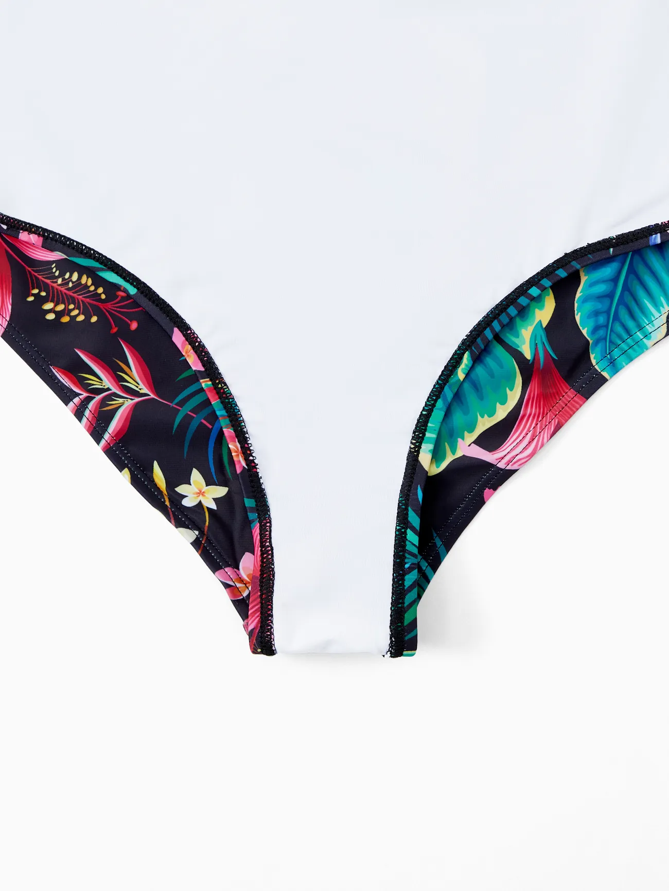 Women - Matching Family Swimsuits Black Plant Print- Crisscross One-Piece Swimwear and Swim Trunk - Black - image 5