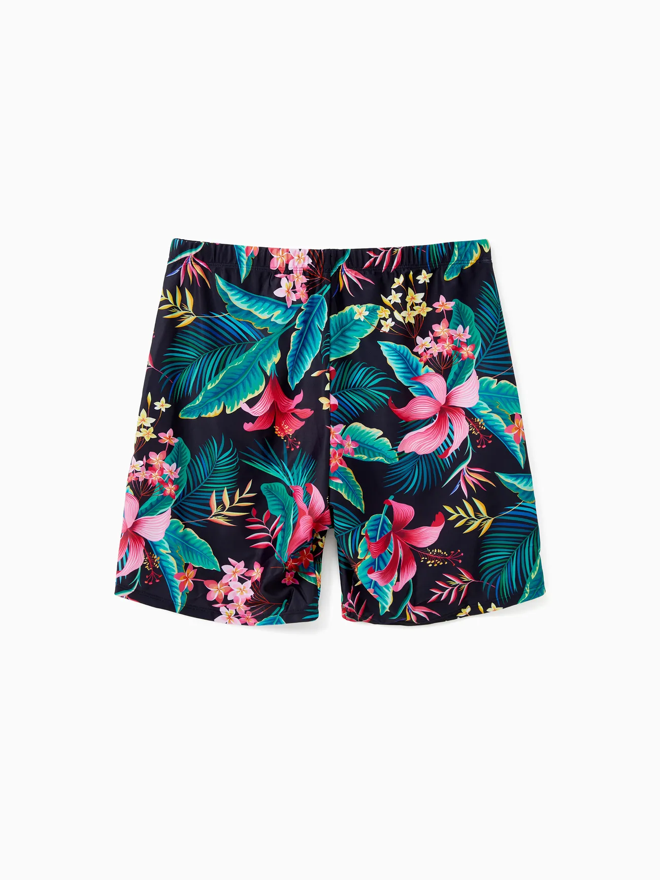 Men - Matching Family Swimsuits Black Plant Print- Crisscross One-Piece Swimwear and Swim Trunk - Black - image 18