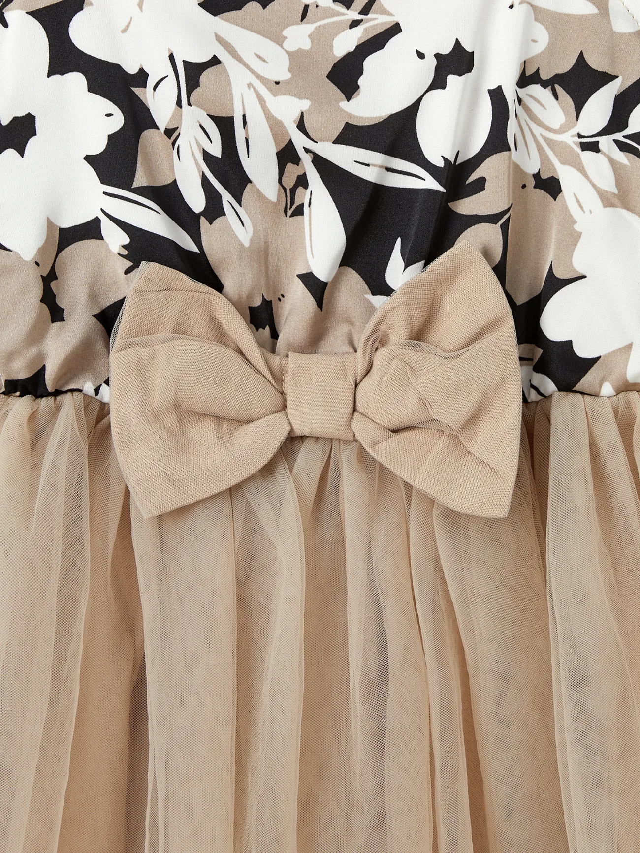 Girl - Family Matching Sets Color Block Shirt or Floral Body-con Asymmetrical Hem/Tulle Strap Dress - Apricot - image 10