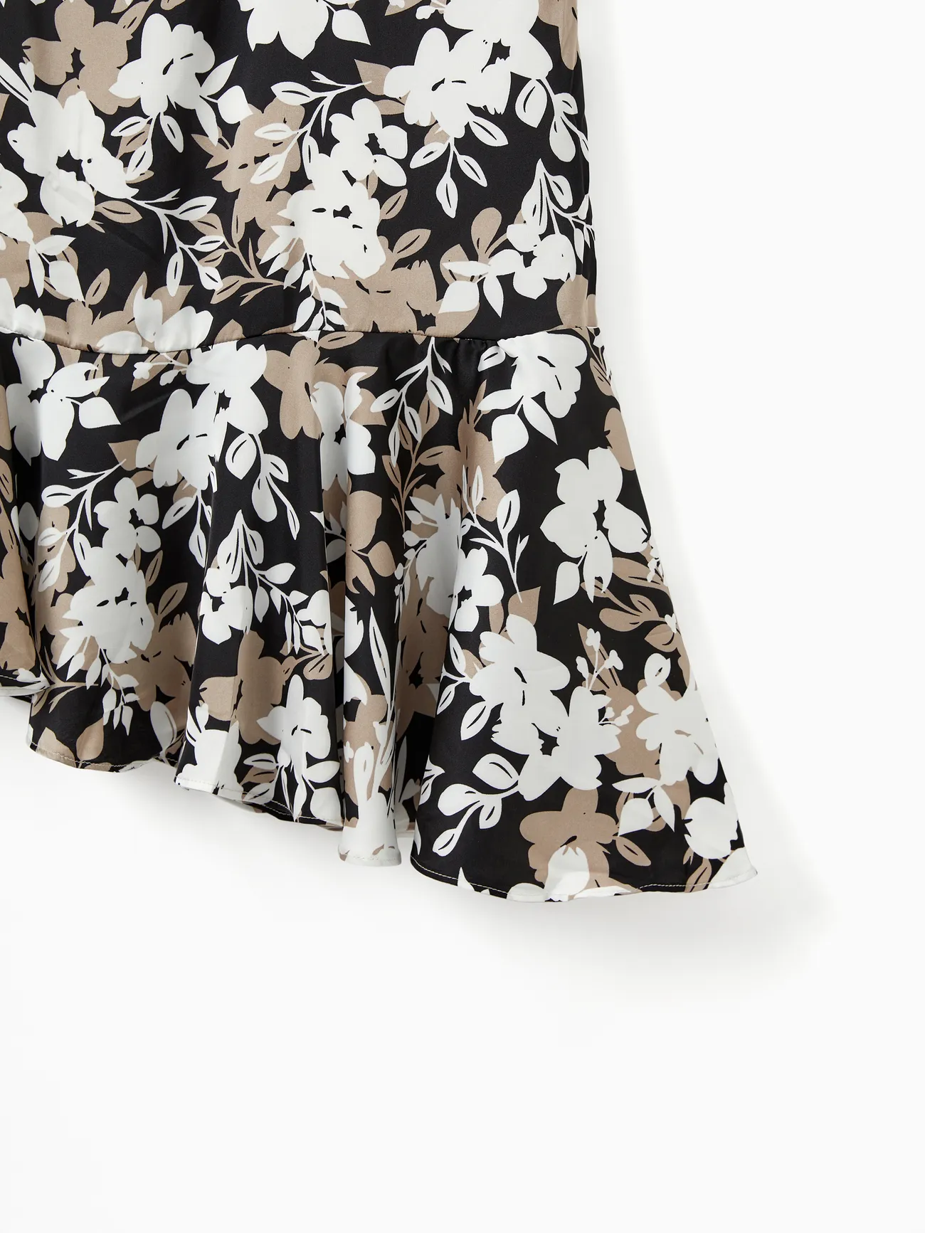 Women - Family Matching Sets Color Block Shirt or Floral Body-con Asymmetrical Hem/Tulle Strap Dress - Apricot - image 6