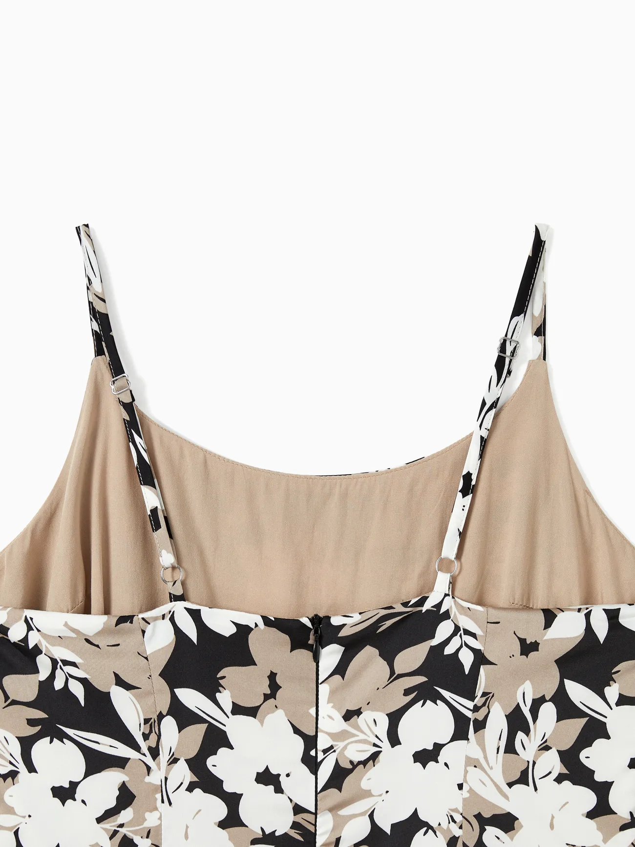 Women - Family Matching Sets Color Block Shirt or Floral Body-con Asymmetrical Hem/Tulle Strap Dress - Apricot - image 4