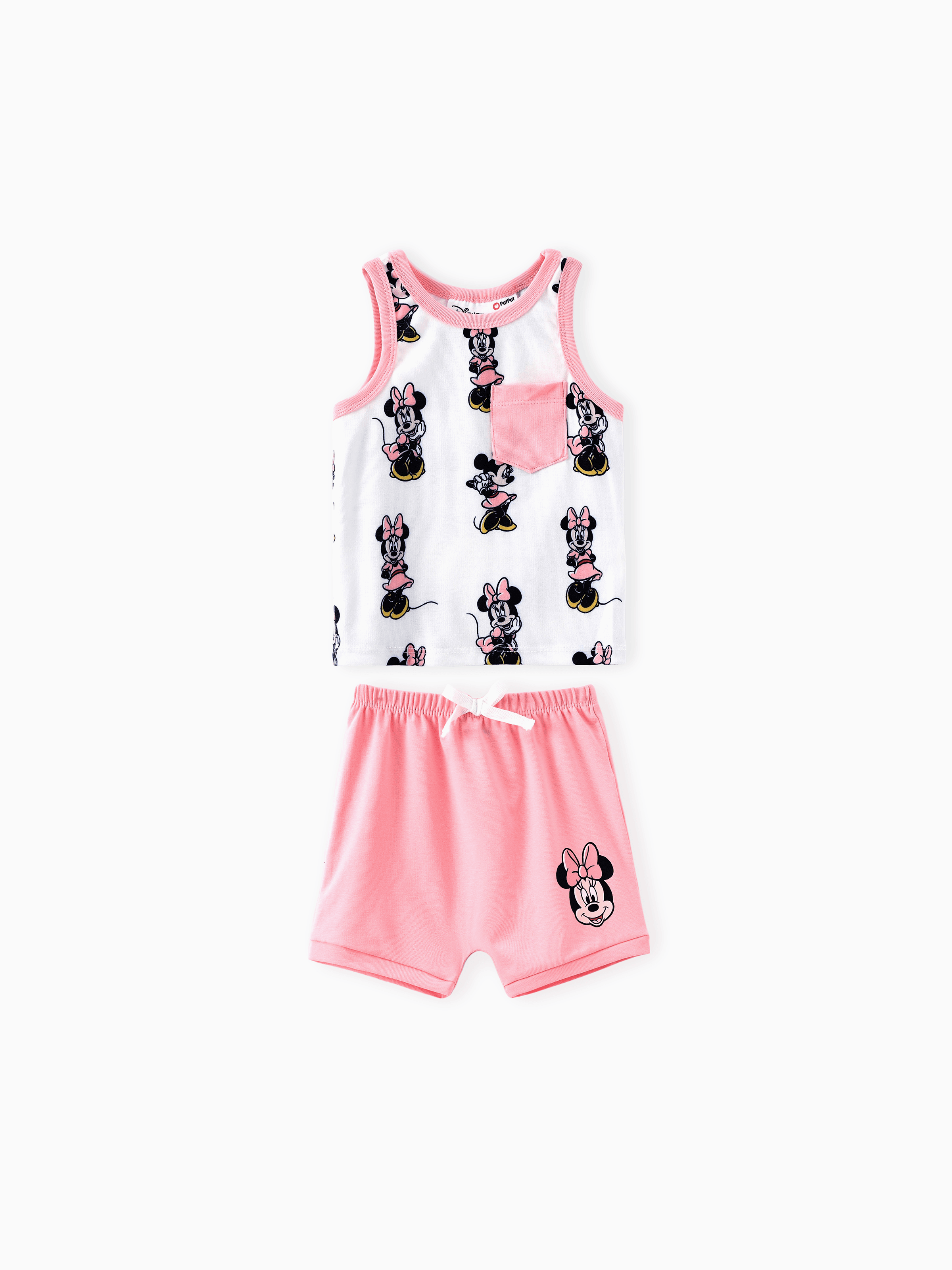 

Disney Mickey and Friends Baby/Toddler Boys/Girls Character Print Pocket Tank Top with Cotton Shorts Sporty Set