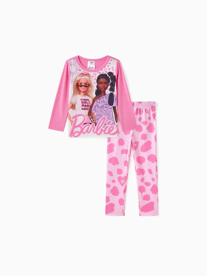 Barbie 2pcs Toddler Girl Character Print Long-sleeve Tee and Allover Print Leggings Set