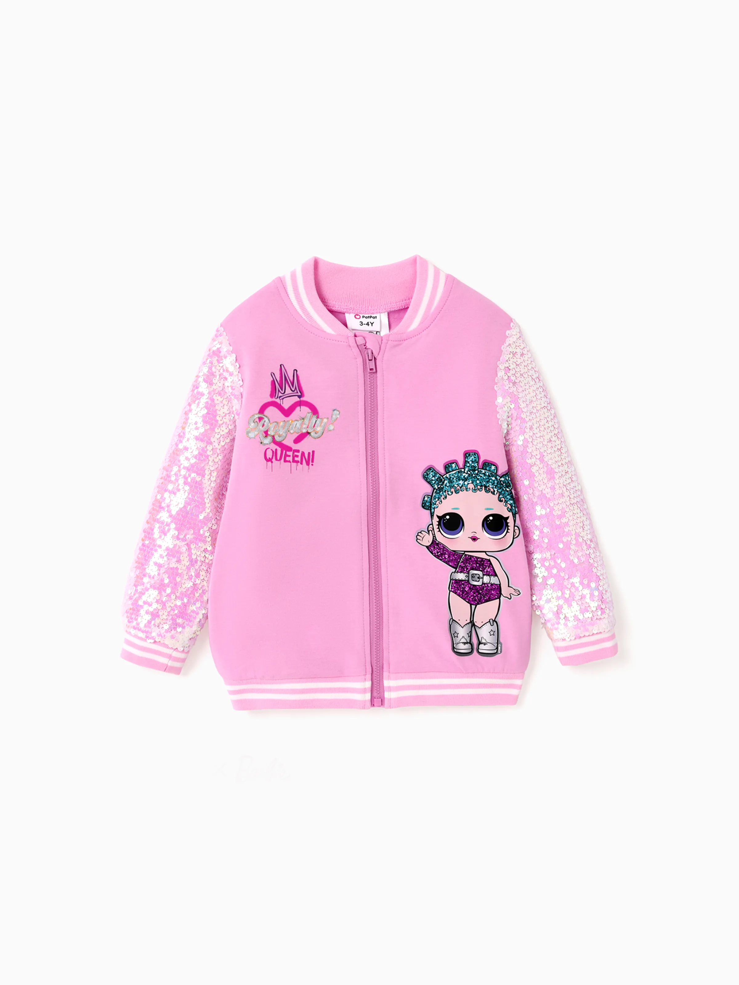 L.O.L. SURPRISE! Toddler/Kid Girl Character Print Sequin Sleeve Varsity Jacket 