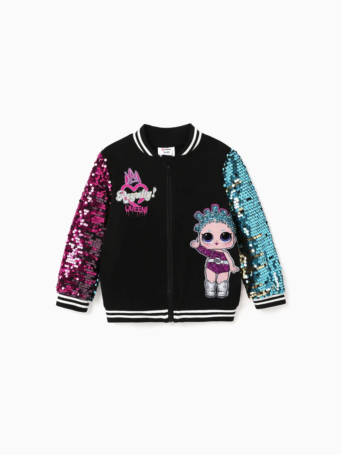 

L.O.L. SURPRISE! Toddler/Kid Girl Character Print Sequin Sleeve Varsity Jacket