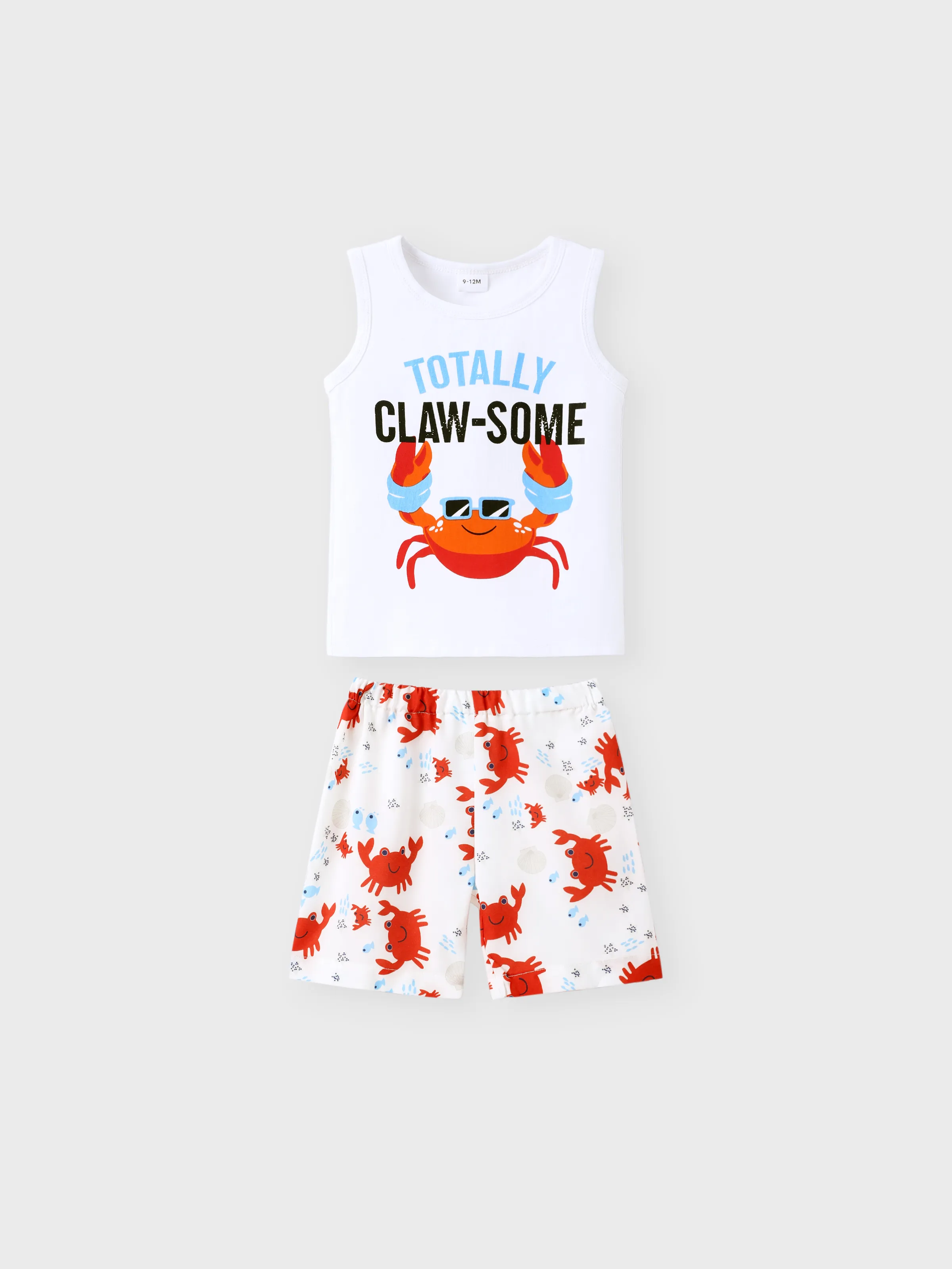 

Baby / Toddler Cartoon Shark Print Tank and Shorts Set