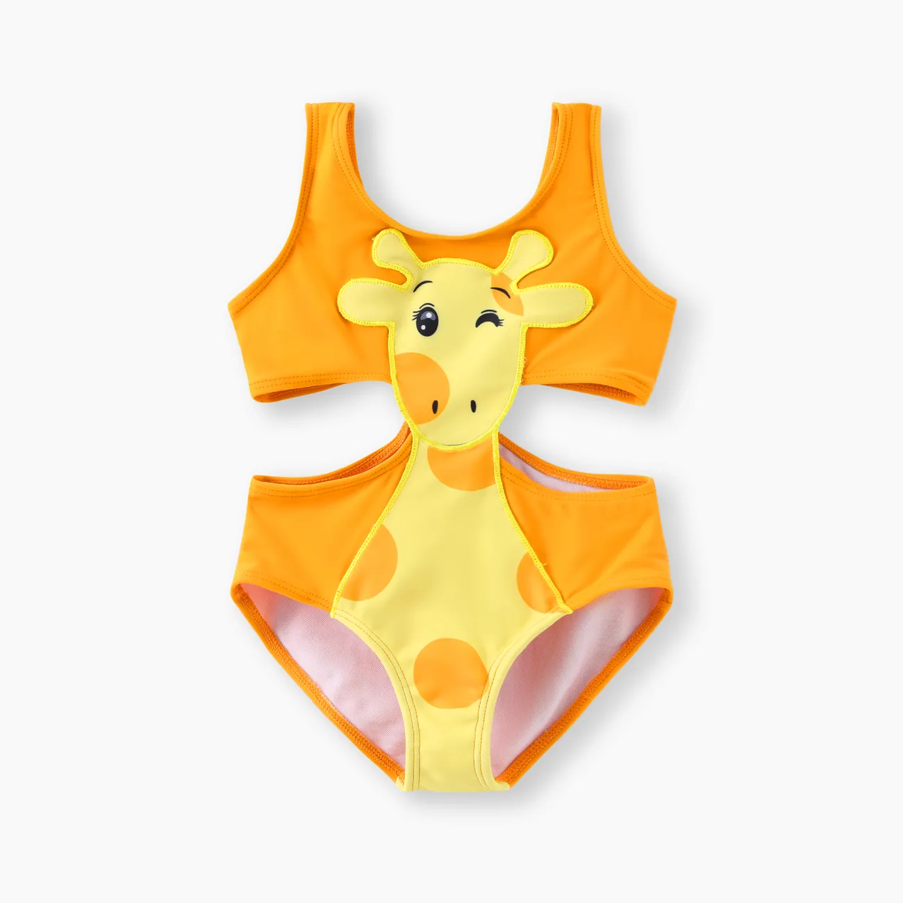 Toddler Girl Playful Giraffe Design Sleeveless Onepiece Swimsuit