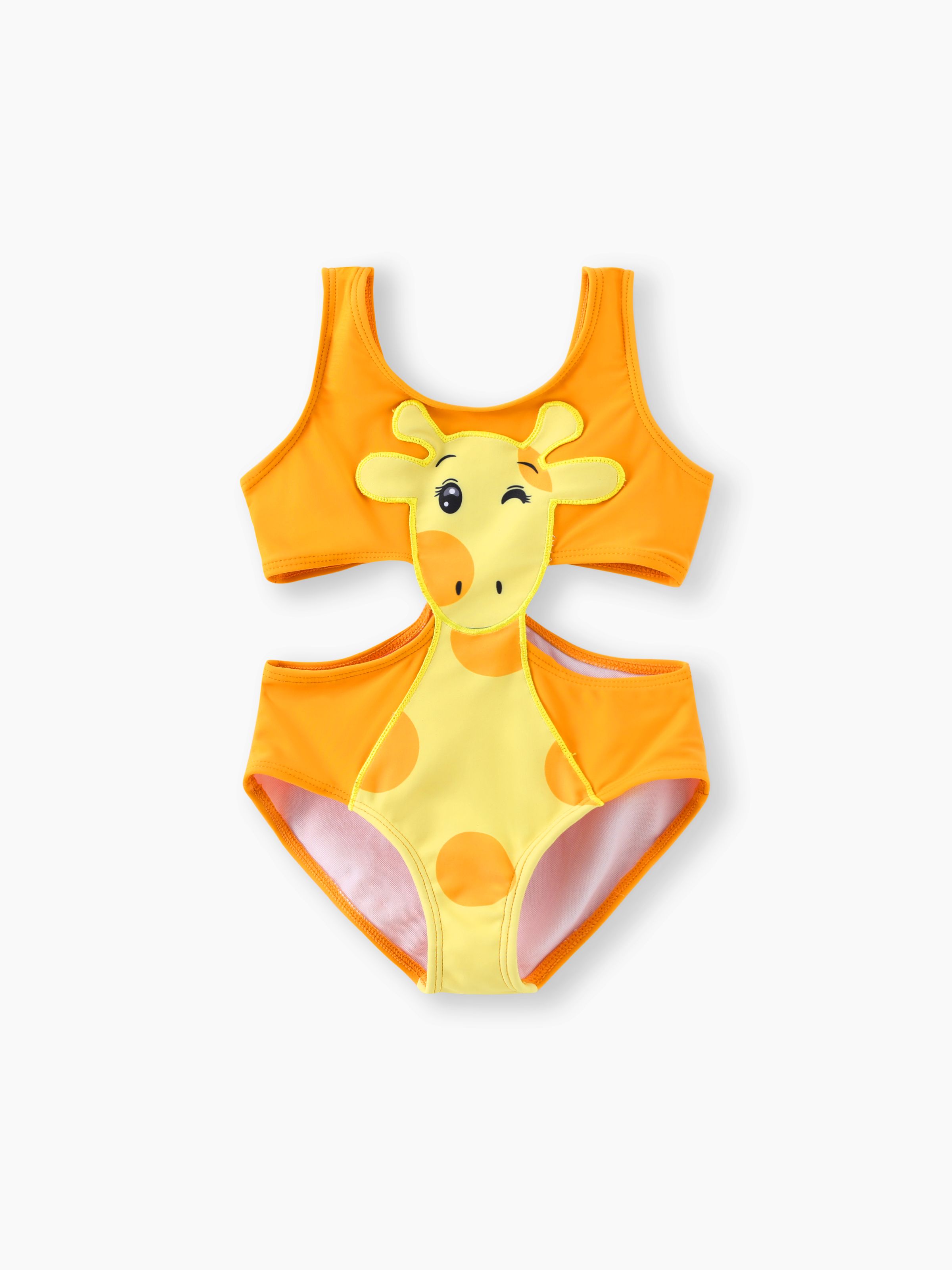 Toddler Girl Playful Giraffe Design Sleeveless Onepiece Swimsuit Only