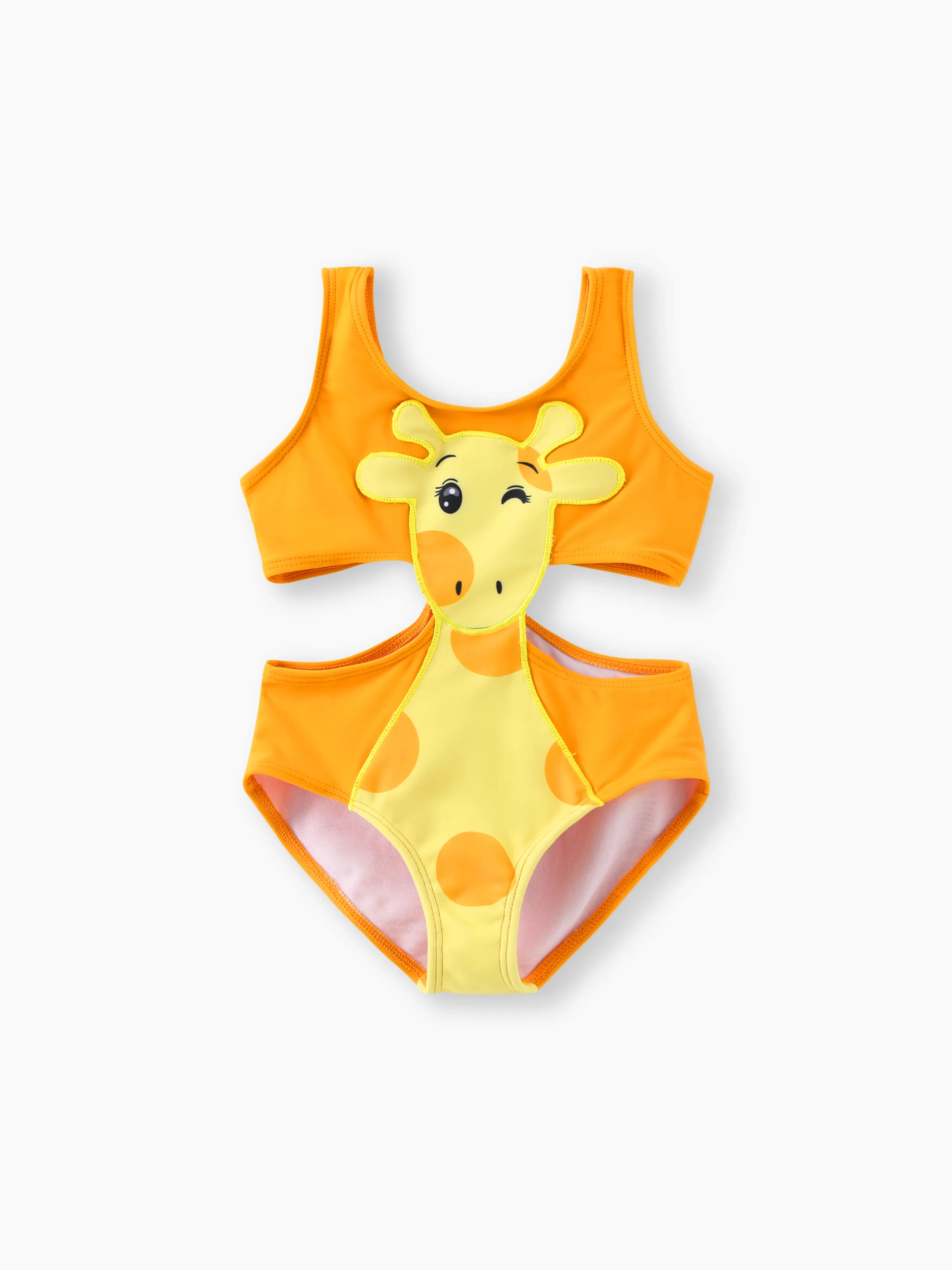 

Toddler Girl Playful Giraffe Design Sleeveless Onepiece Swimsuit