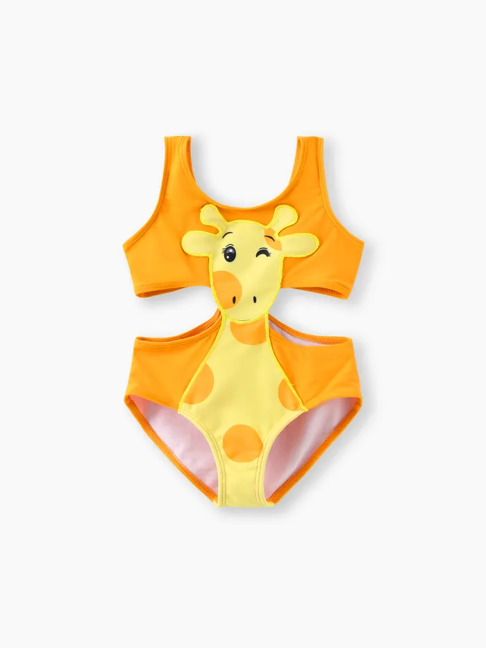 小童 女 立體造型 童趣 長頸鹿 泳衣