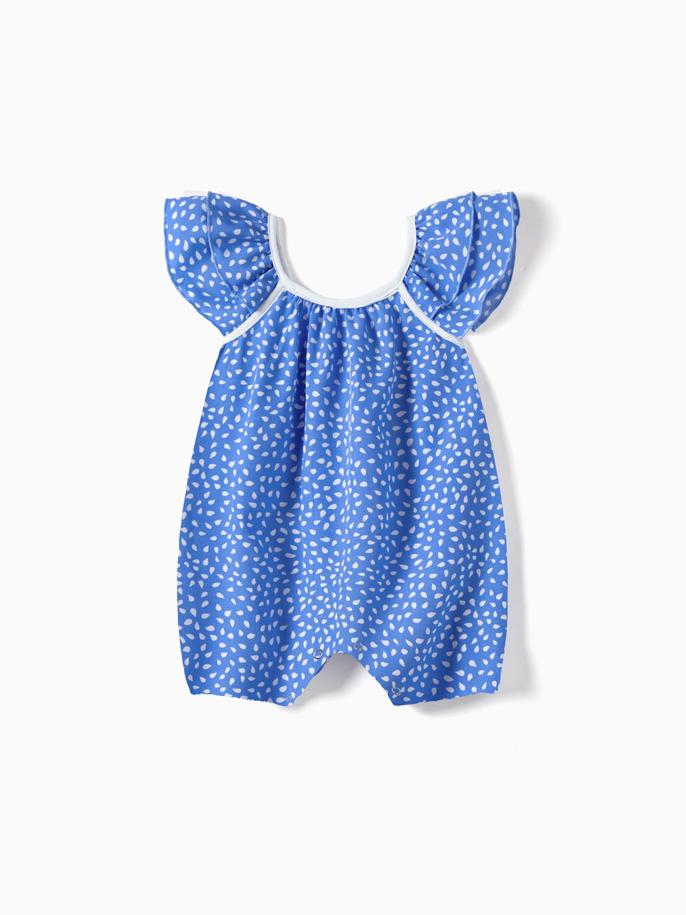 

Family Matching Dots Pattern Belted Ruffle-sleeve Dresses and Colorblock T-shirts Sets