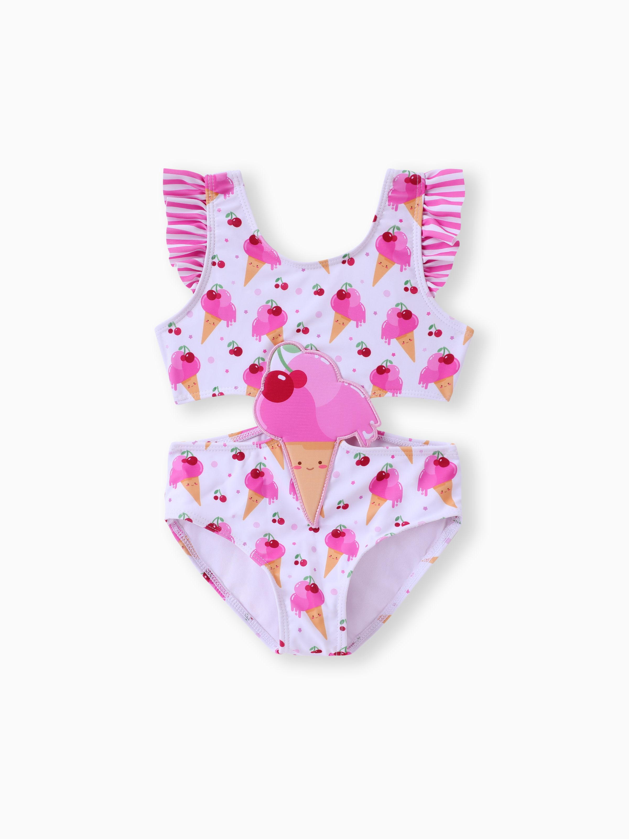 

Toddler Girl Ice Cream Pattern One Piece Swimsuit