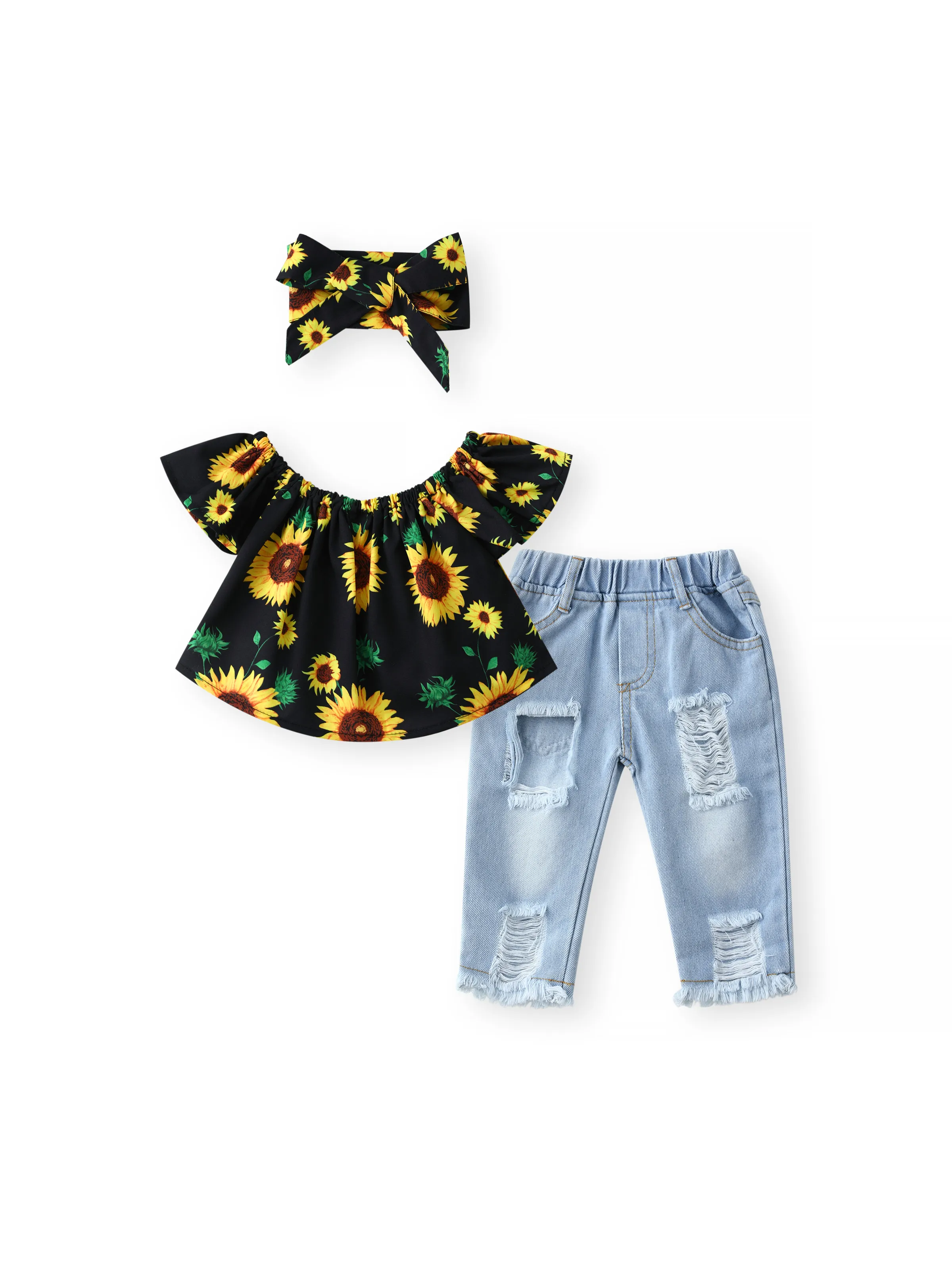 Bébé Sets Bébé Fille Tournesol Top + Pantalon trois pièces