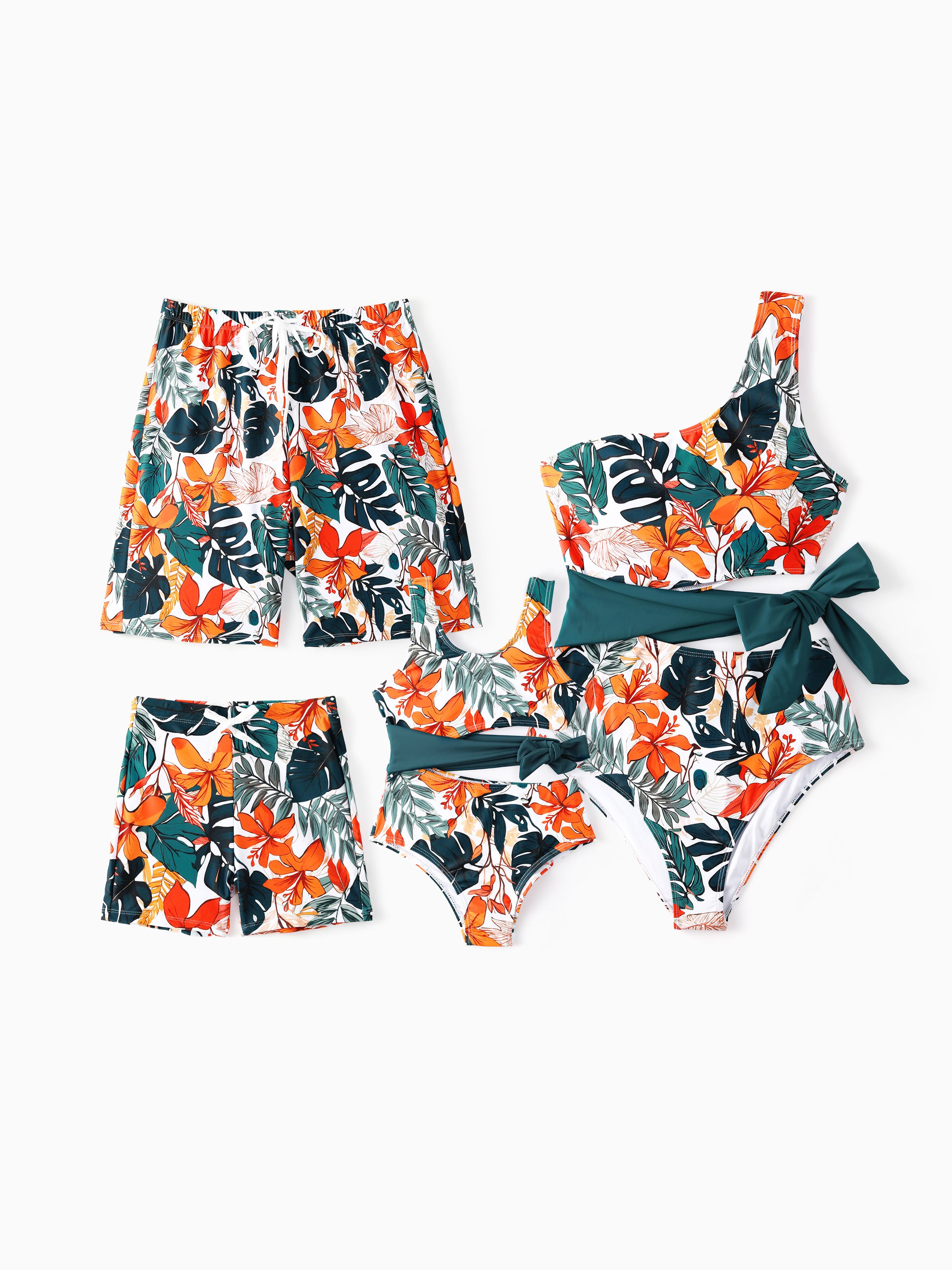 Tropical Family Swimwear Set 2 Pieces Unisex Casual Plants and Floral Only CAD 42.74 PatPat CA Mobile