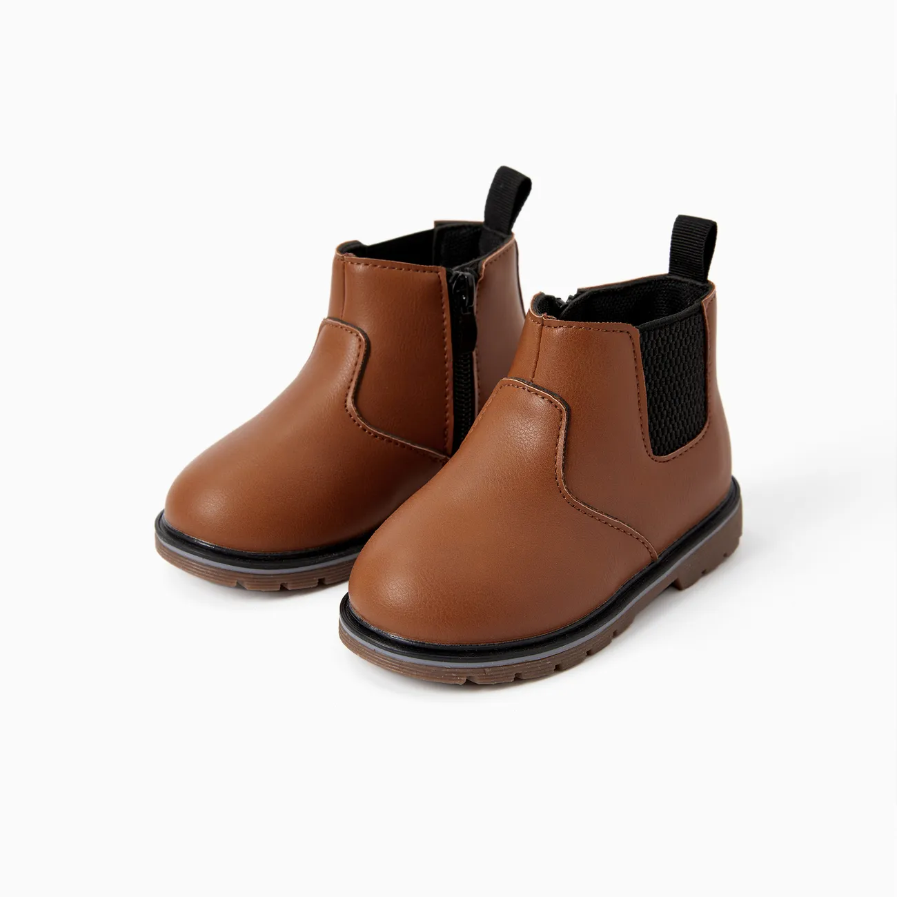 Toddler Kids' Spandex PU Leather Boots with Zipper - Solid Color