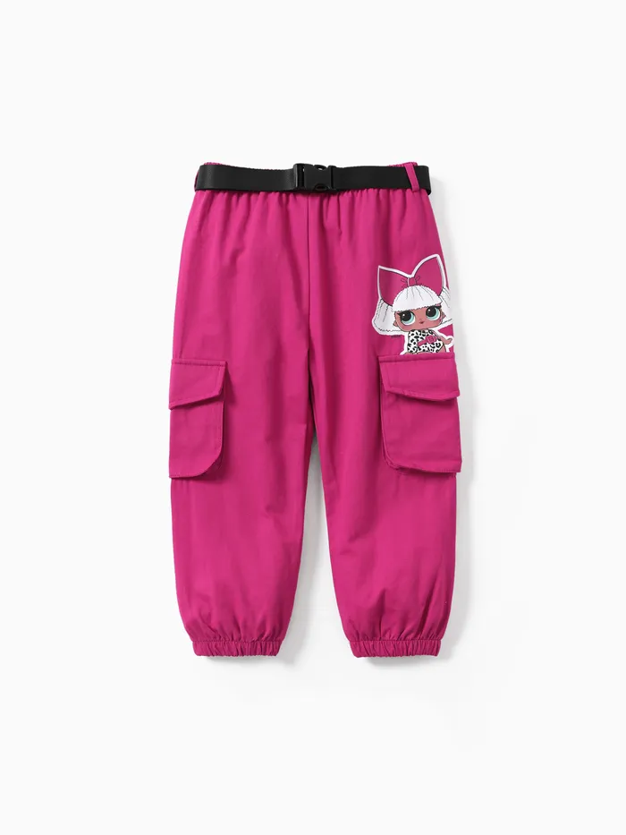 L.O.L. ¡SORPRESA! Pantalones cargo con bolsillo 100% algodón para niños pequeños / niñas con cinturón