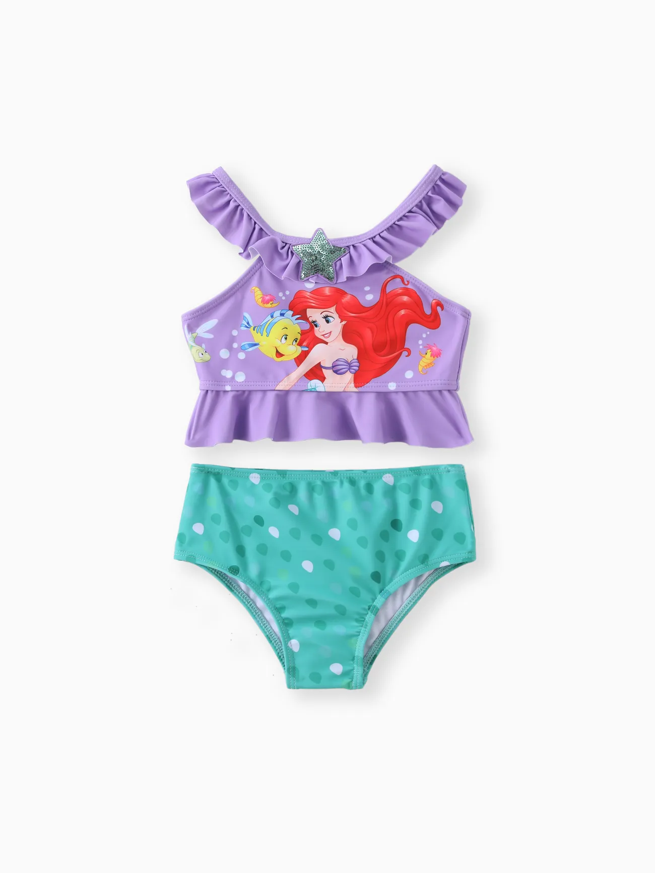 Disney princess Sibling Matching Ariel Shinning Star pattern Design Swimming suit