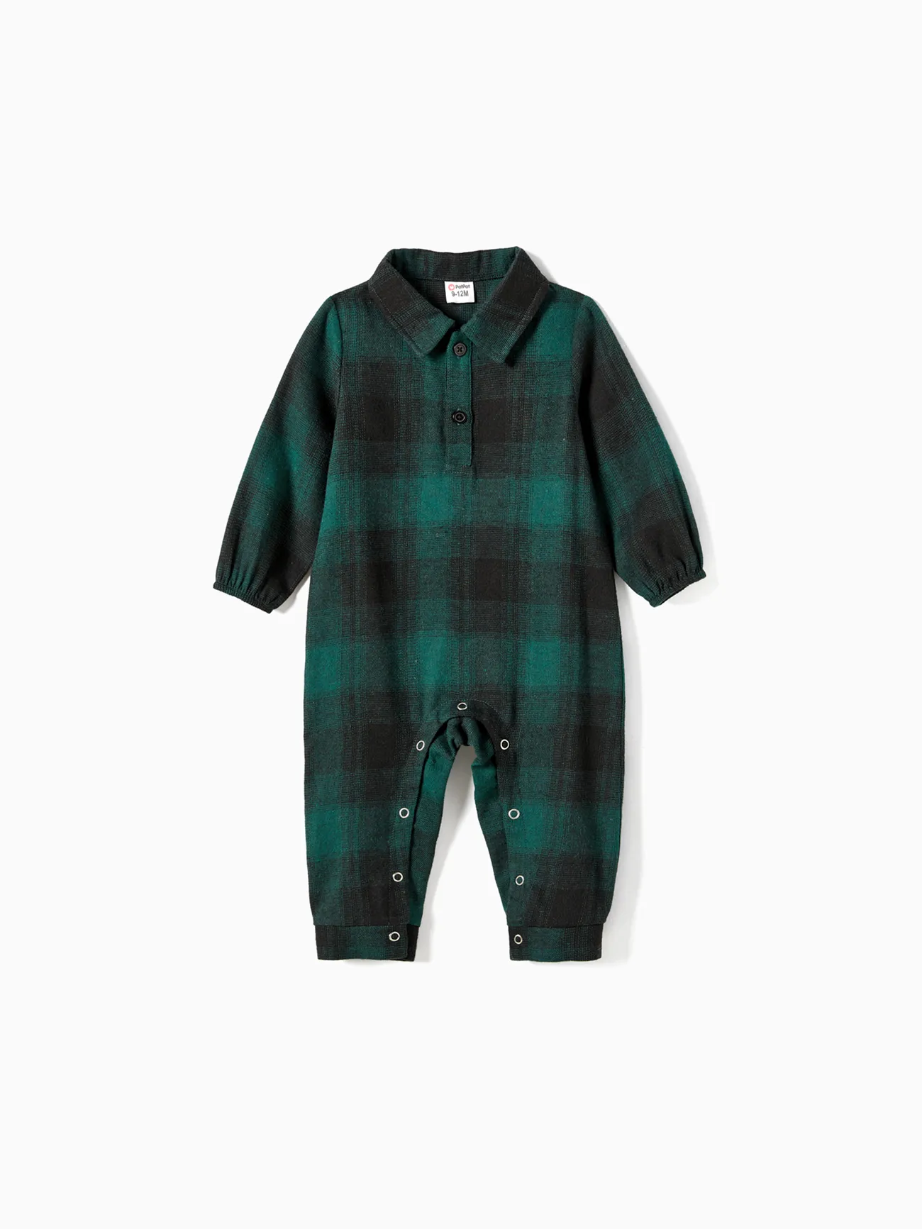 Baby Boy - Family Matching Casual Grid/Houndstooth Long-sleeve Dresses & Tops Sets - Dark Green - image 10