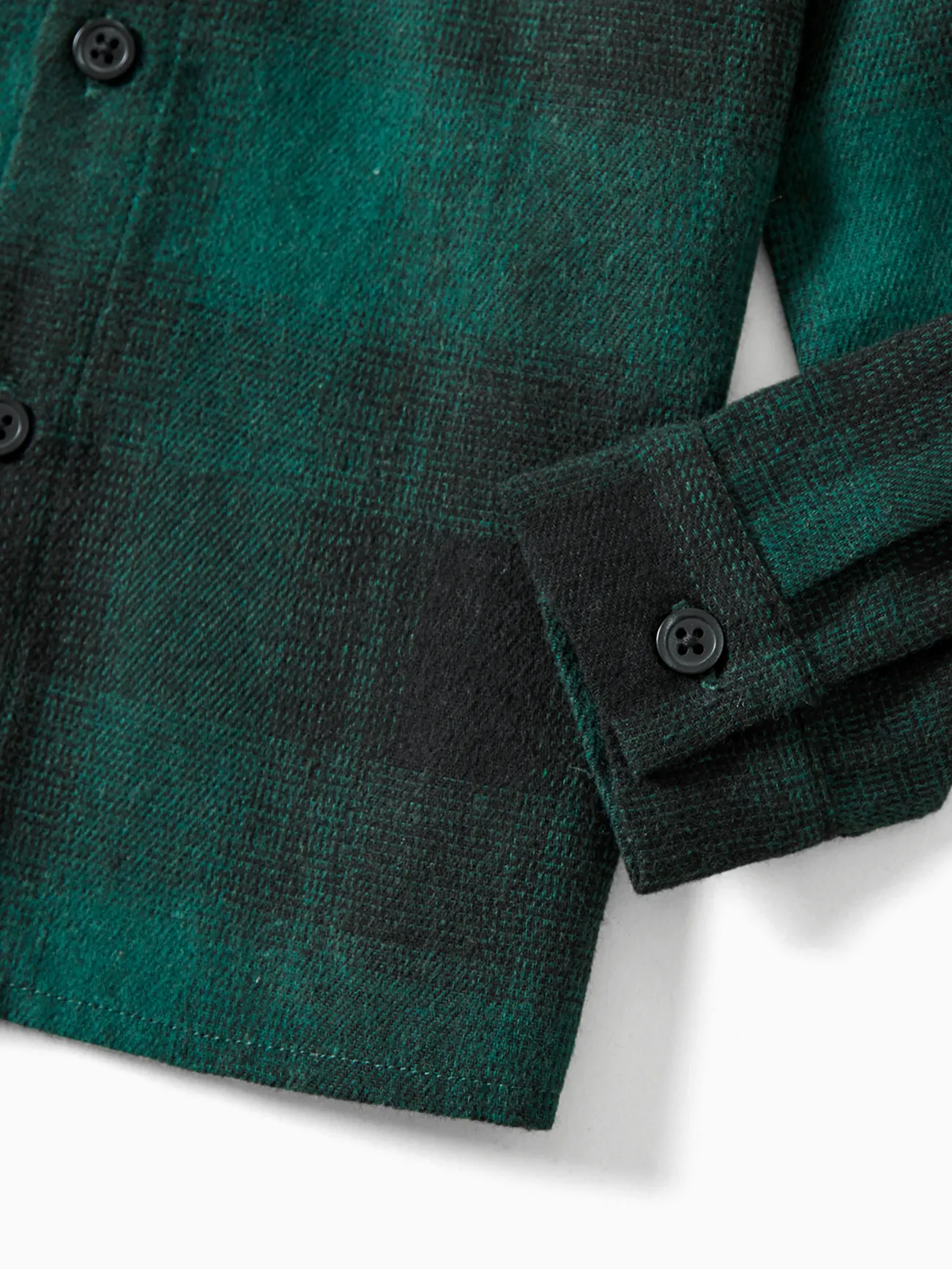 Boy - Family Matching Casual Grid/Houndstooth Long-sleeve Dresses & Tops Sets - Dark Green - image 16